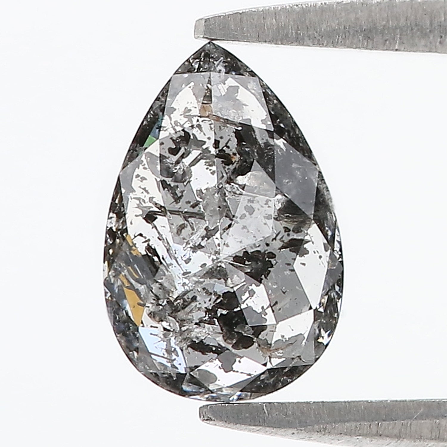 1.09 CT Natural Loose Pear Shape Diamond Salt And Pepper Pear Cut Diamond 8.70 MM Natural Black Grey Color Pear Rose Cut Diamond L3414