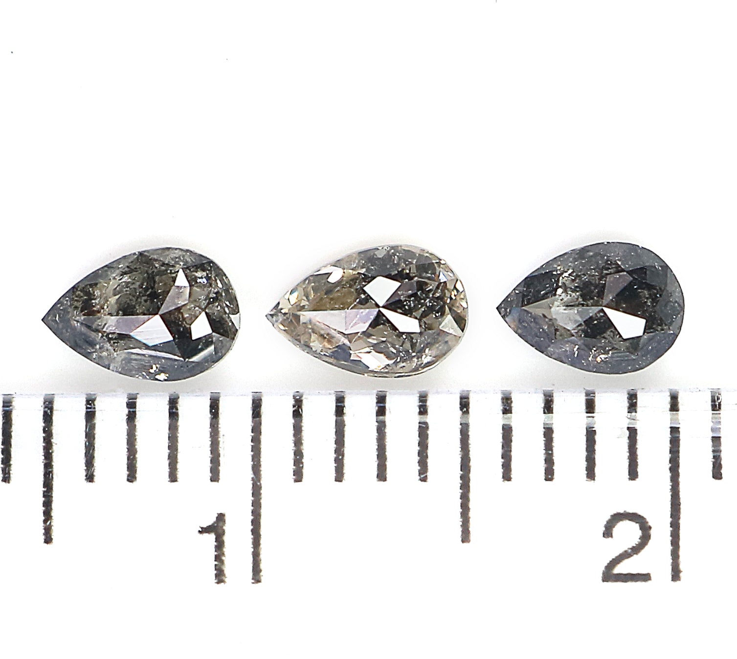 0.68 CT Natural Loose Pear Shape Diamond Salt And Pepper Pear Cut Diamond 4.55 MM Natural Black Grey Diamond Pear Rose Cut Diamond LQ1979