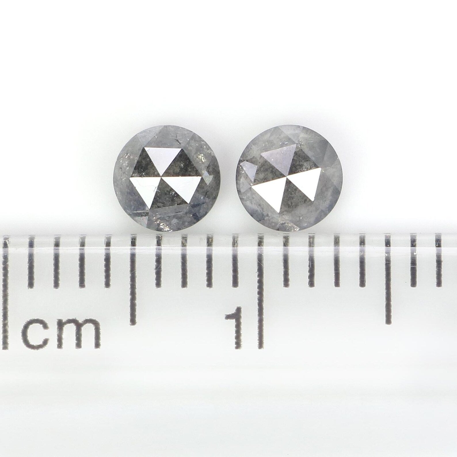 0.76 CT Natural Loose Round Cut Pair Diamond Salt And Pepper Round Diamond 4.25 MM Natural Black Gray Color Round Rose Cut Diamond NQ2343