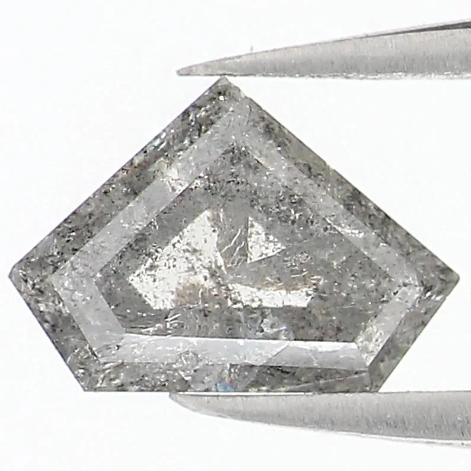 0.51 CT Natural Loose Shield Shape Diamond Salt And Pepper Shield Diamond 4.50 MM Natural Black Grey Color Shield Rose Cut Diamond NQ1537