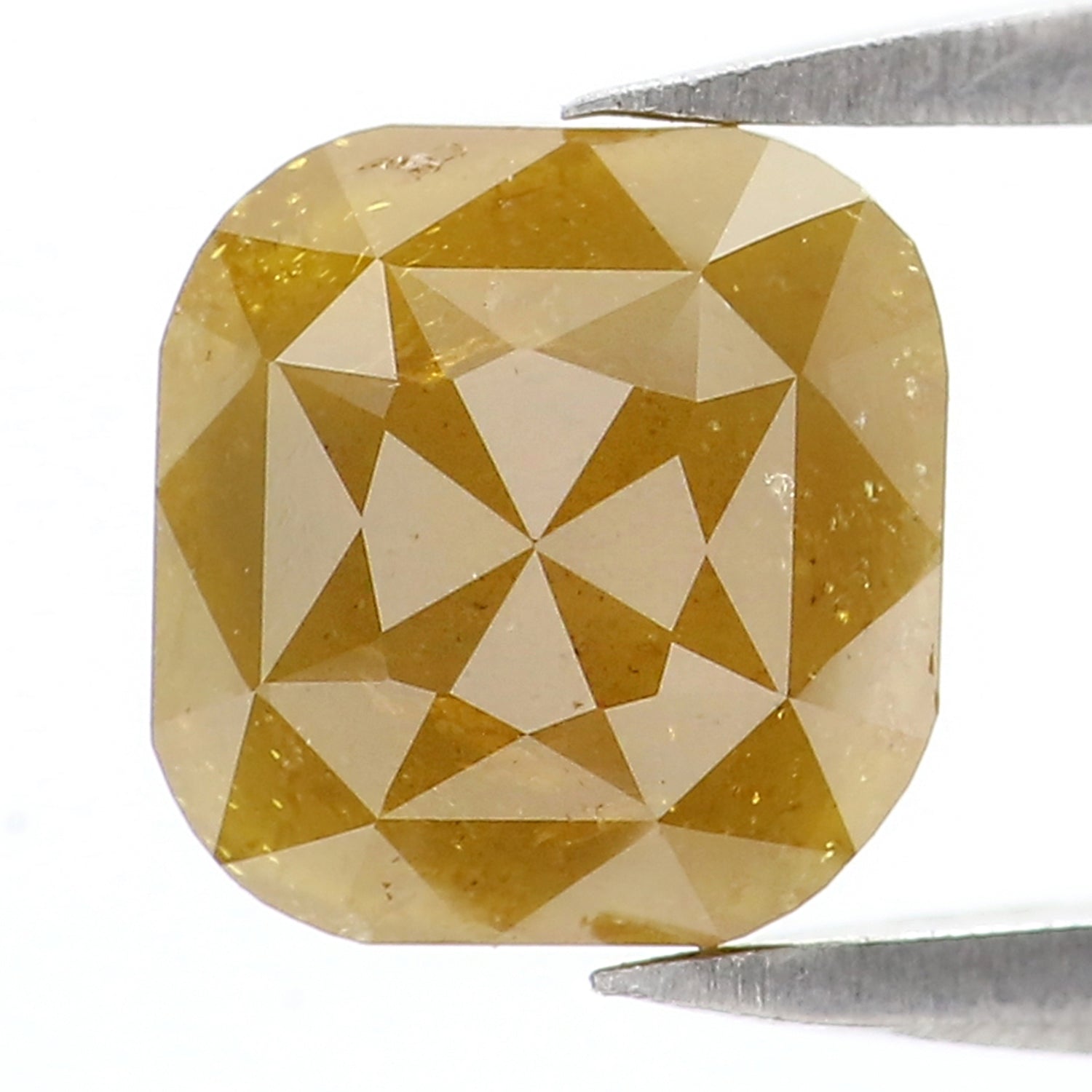 1.62 CT Natural Loose Cushion Shape Diamond Yellow Color Cushion Cut Diamond 6.70 MM Natural Yellow Diamond Cushion Rose Cut Diamond LQ7658