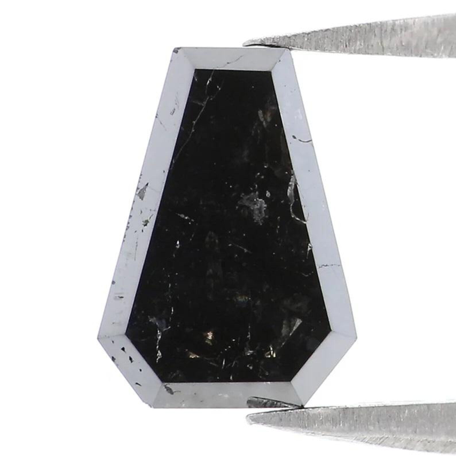 1.25 CT Natural Loose Coffin Shape Diamond Black Color Coffin Cut Diamond 8.40 MM Natural Loose Black Color Coffin Rose Cut Diamond NQ2475