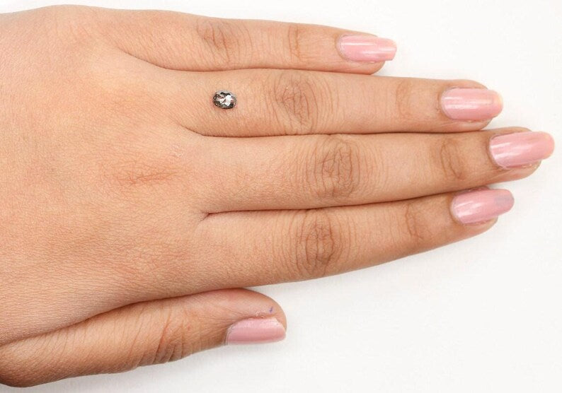 0.38 Ct Natural Loose Oval Shape Diamond Salt And Pepper Oval Diamond 5.25 MM Natural Loose Black Grey Color Oval Rose Cut Diamond NQ1021