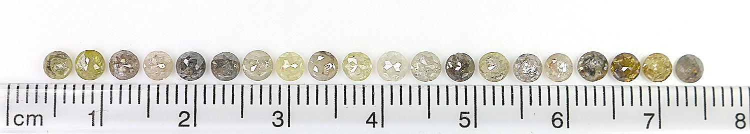 3.41 CT Natural Loose Round Rose Cut Diamond Grey Color Round Shape Diamond 3.10 MM Natural Loose Yellow Color Round Rose Cut Diamond LQ1718