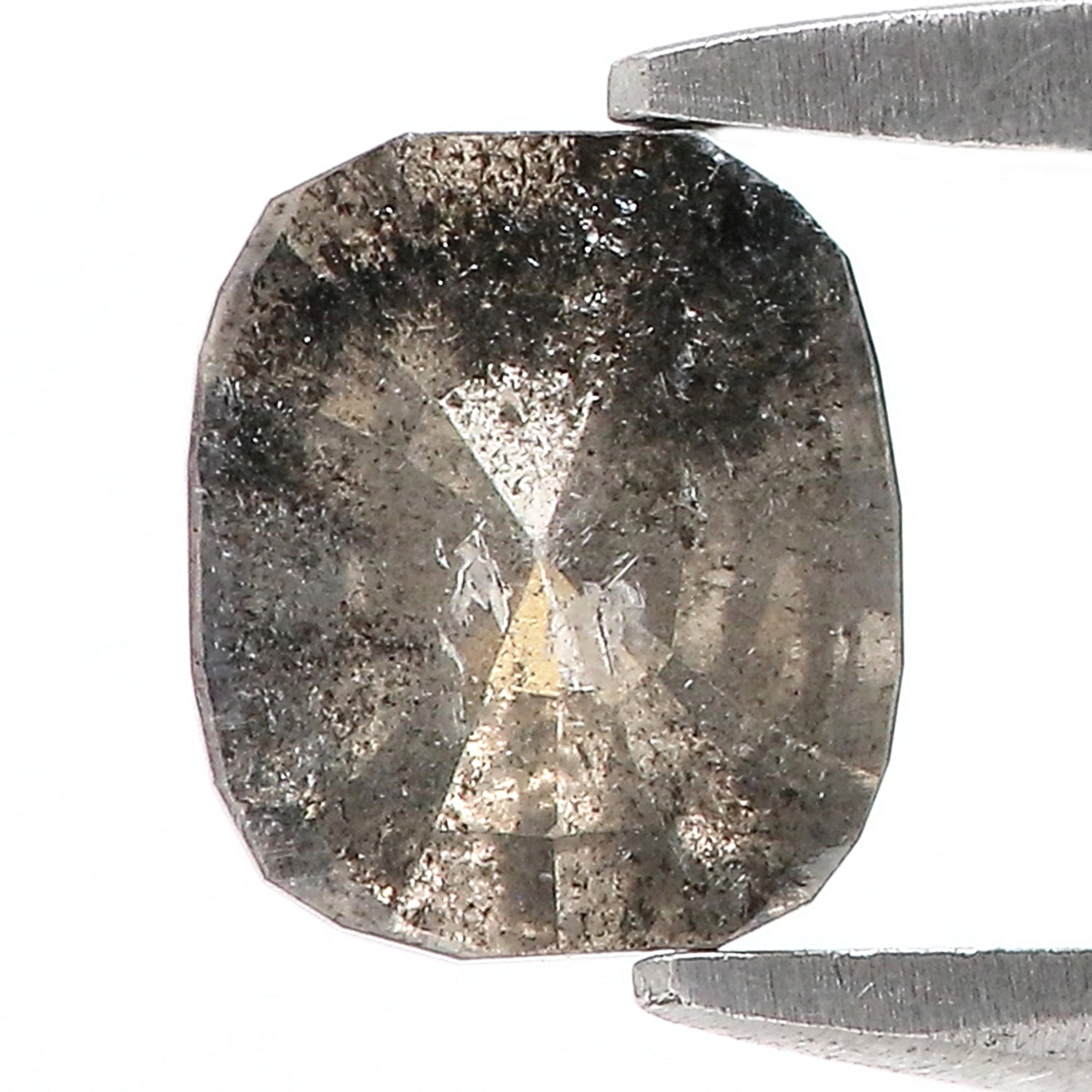 0.74 CT Natural Loose Cushion Shape Diamond Salt And Pepper Cushion Cut Diamond 6.40 MM Natural Black Grey Cushion Rose Cut Diamond LQ1784