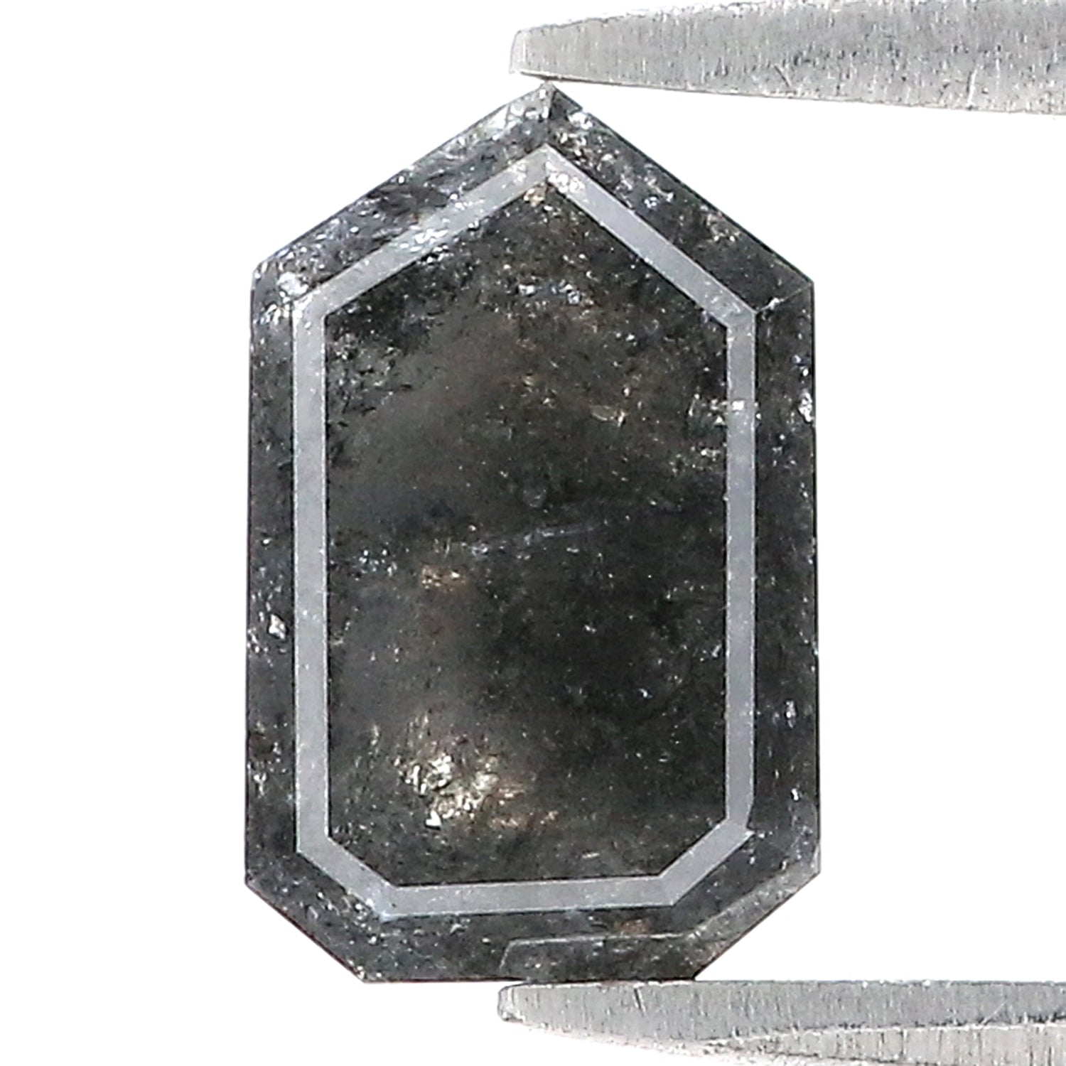 2.26 Ct Natural Loose Shield Shape Diamond Salt And Pepper Shield Diamond 9.60 MM Natural Black Grey Color Shield Rose Cut Diamond LQ8216