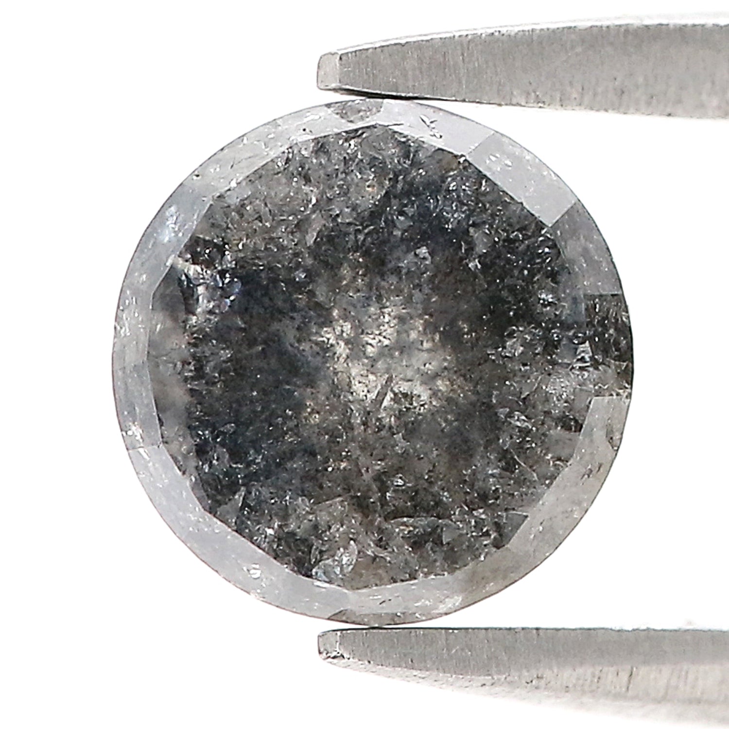 1.77 Ct Natural Loose Round Rose Cut Diamond Salt And Pepper Round Shape Diamond 6.95 MM Natural Black Grey Round Rose Cut Diamond LQ9888