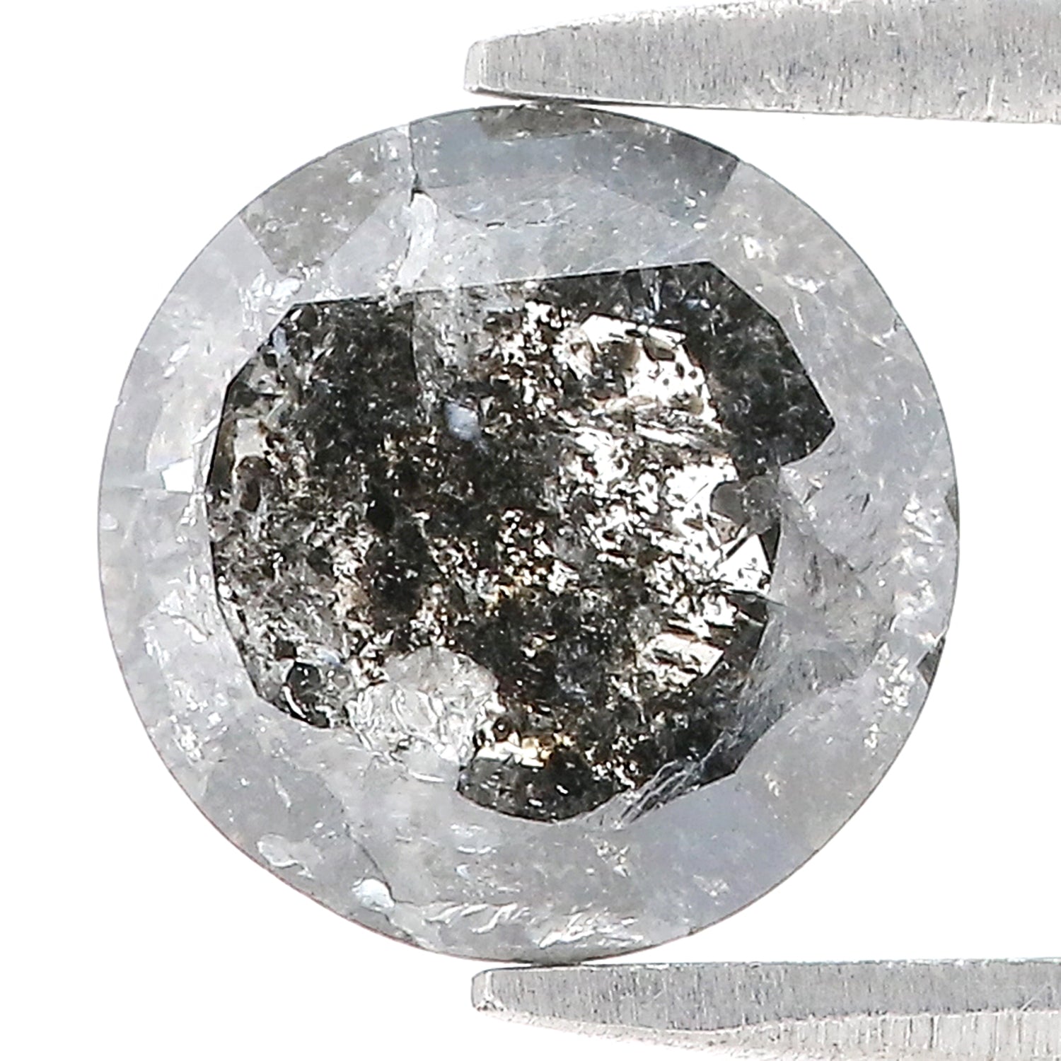 1.80 Ct Natural Loose Round Rose Cut Diamond Black Grey Color Rose Cut Diamond 8.10 MM Natural Loose Salt And Pepper Rose Cut Diamond QL1536