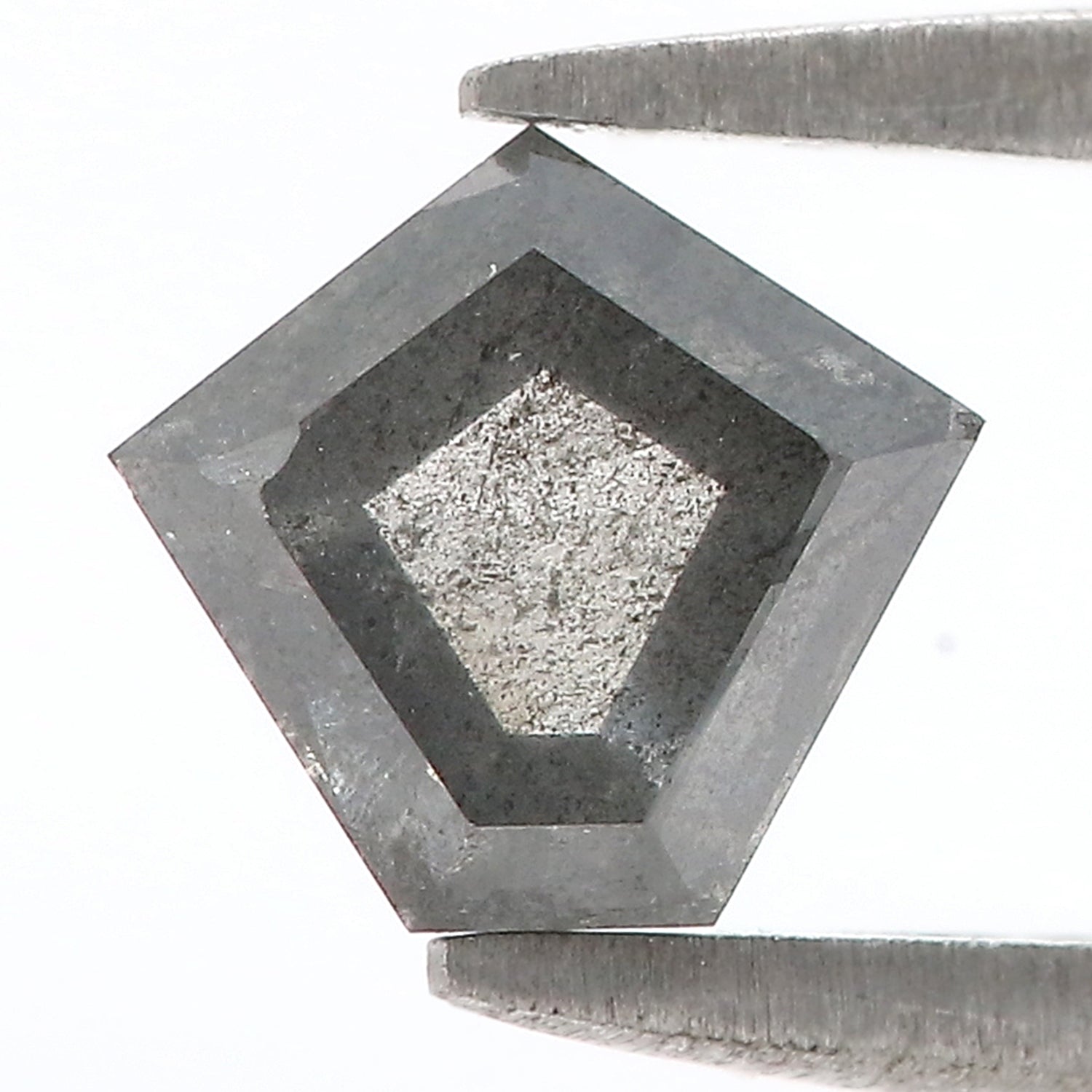 0.92 Ct Natural Loose Pentagon Shape Diamond Salt And Pepper Pentagon Cut Diamond 6.60 MM Black Gray Color Pentagon Rose Cut Diamond QL438