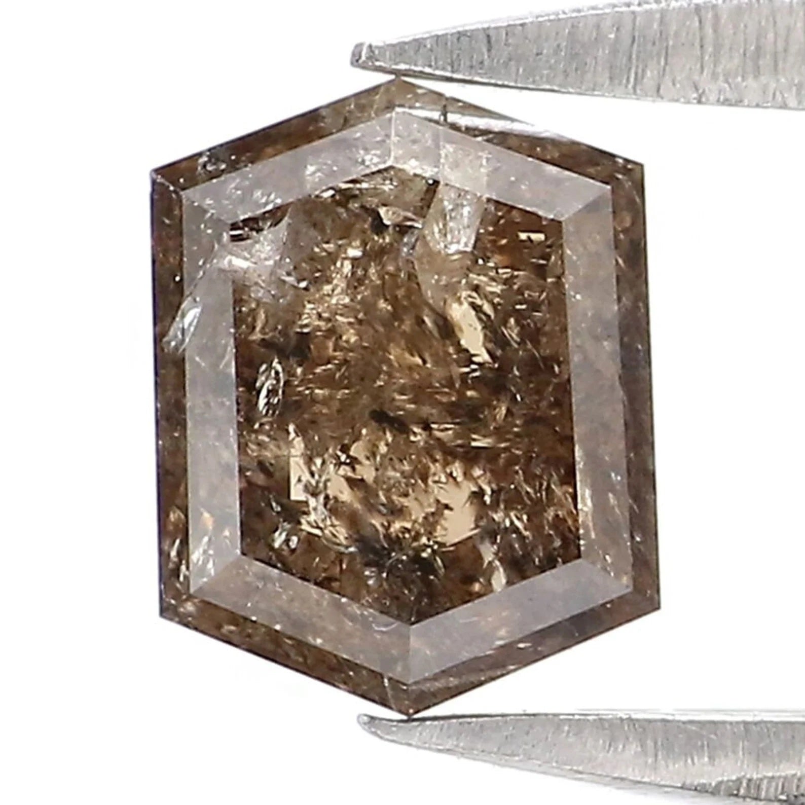 0.68 CT Natural Loose Hexagon Shape Diamond Brown Color Hexagon Diamond 5.75 MM Natural Loose Diamond Hexagon Shape Rose Cut Diamond QN2199