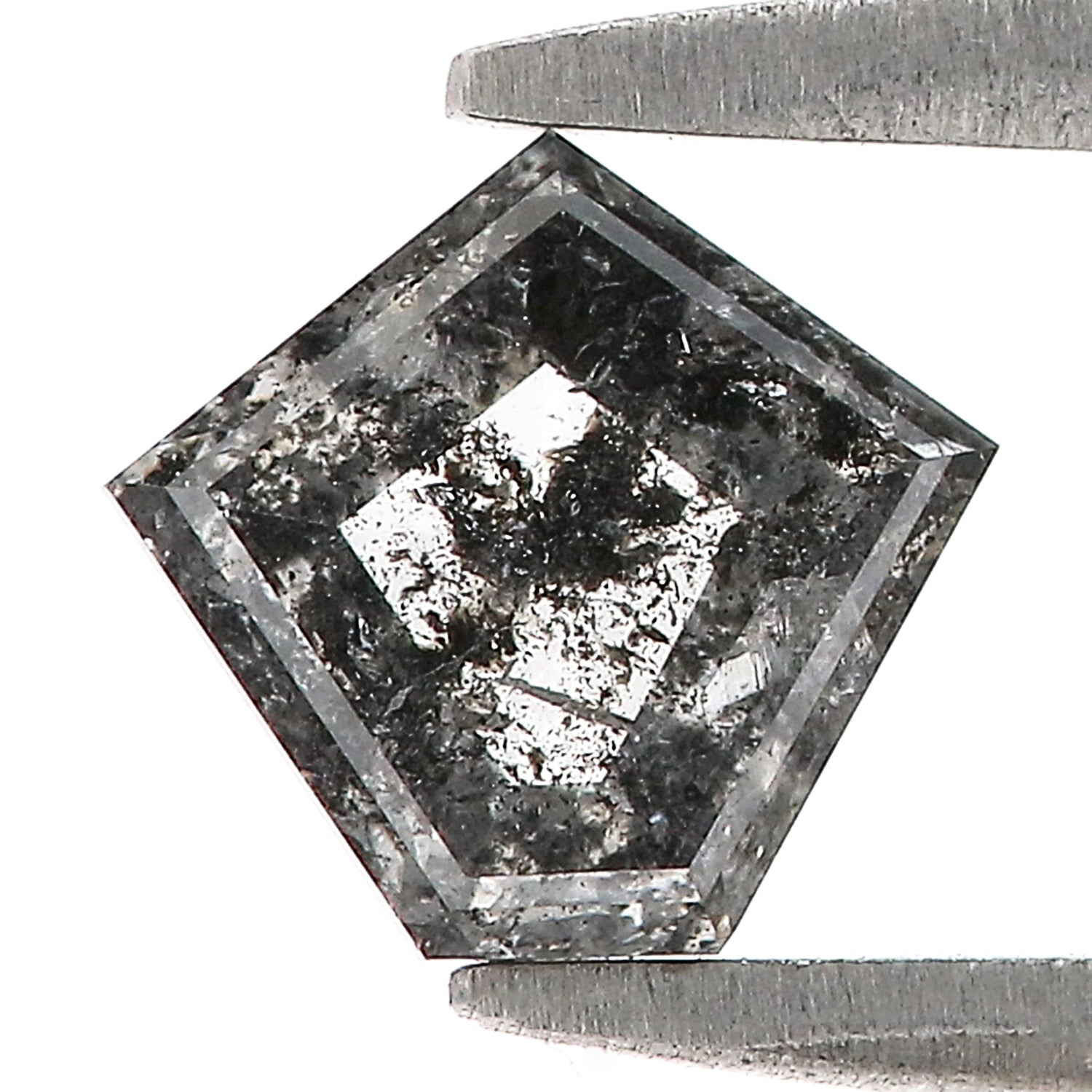 0.75 CT Natural Loose Pentagon Shape Diamond Salt And Pepper Pentagon Cut Diamond 6.30 MM Black Gray Color Pentagon Rose Cut Diamond QL9971