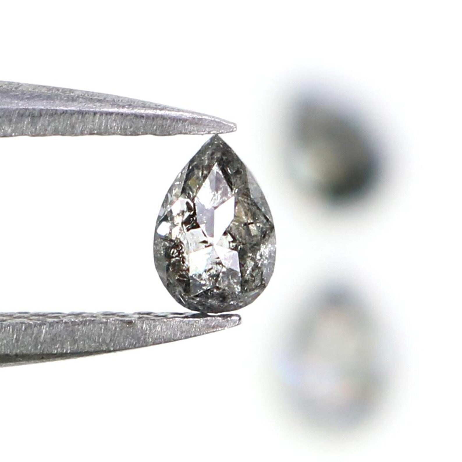 0.46 CT Natural Loose Pear Shape Diamond Salt And Pepper Pear Diamond 4.40 MM Natural Diamond Black Grey Color Pear Rose Cut Diamond NQ2414