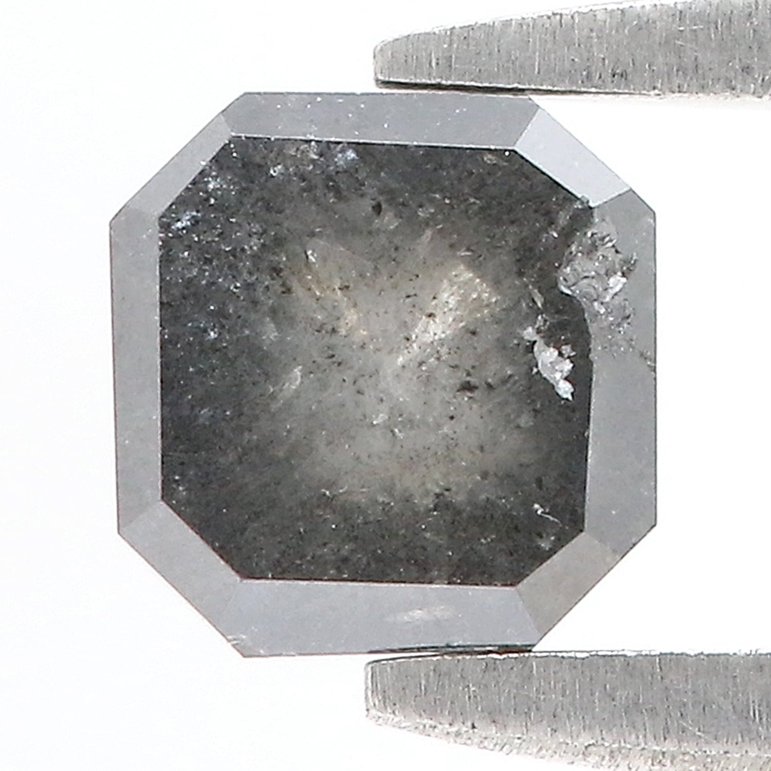 0.87 CT Natural Loose Radiant Shape Diamond Salt And Pepper Radiant Cut Diamond 4.90 MM Natural Black Grey Radiant Rose Cut Diamond LQ5859