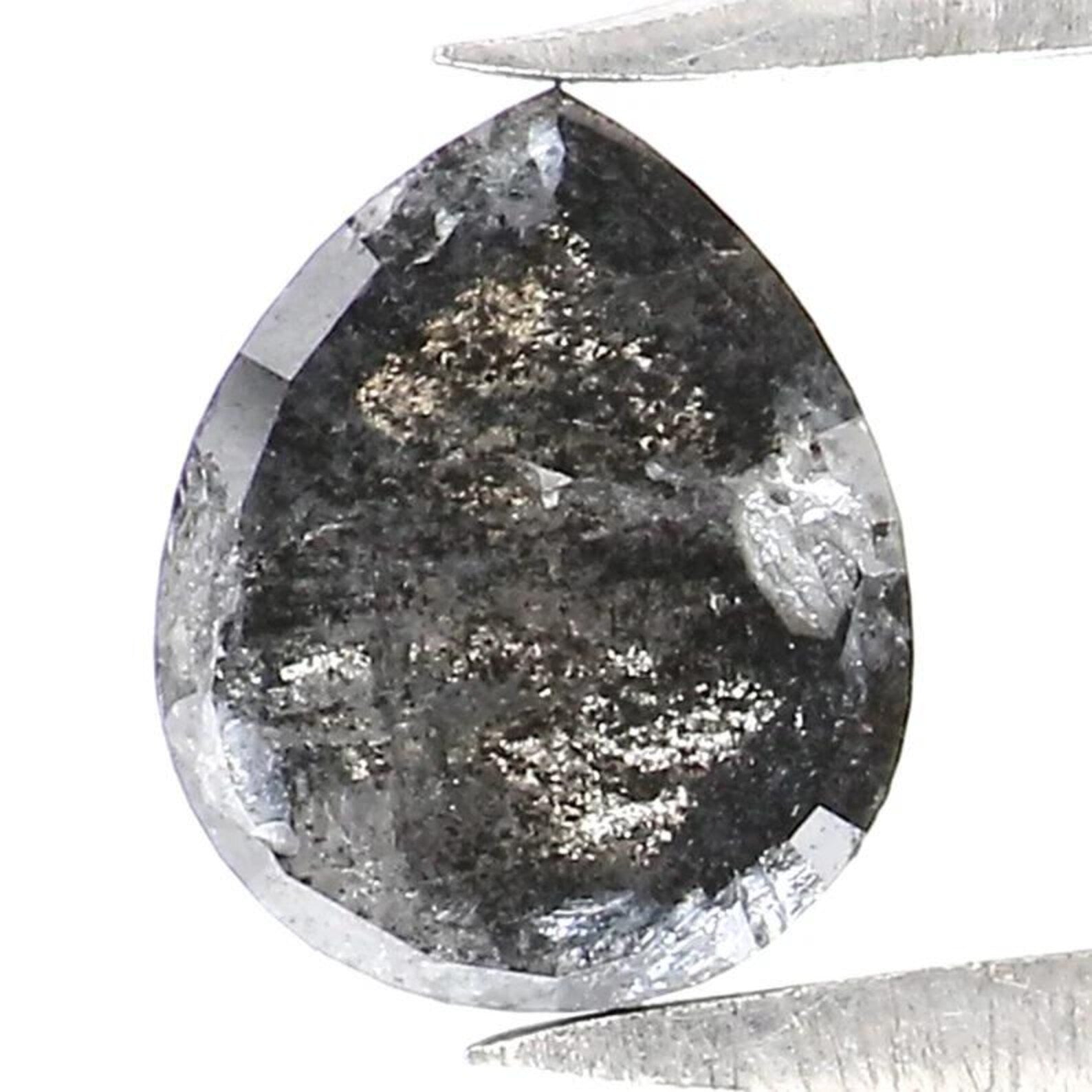 0.65 CT Natural Loose Pear Shape Diamond Salt And Pepper Pear Diamond 5.90 MM Natural Loose Black Grey Color Pear Rose Cut Diamond NQ9466