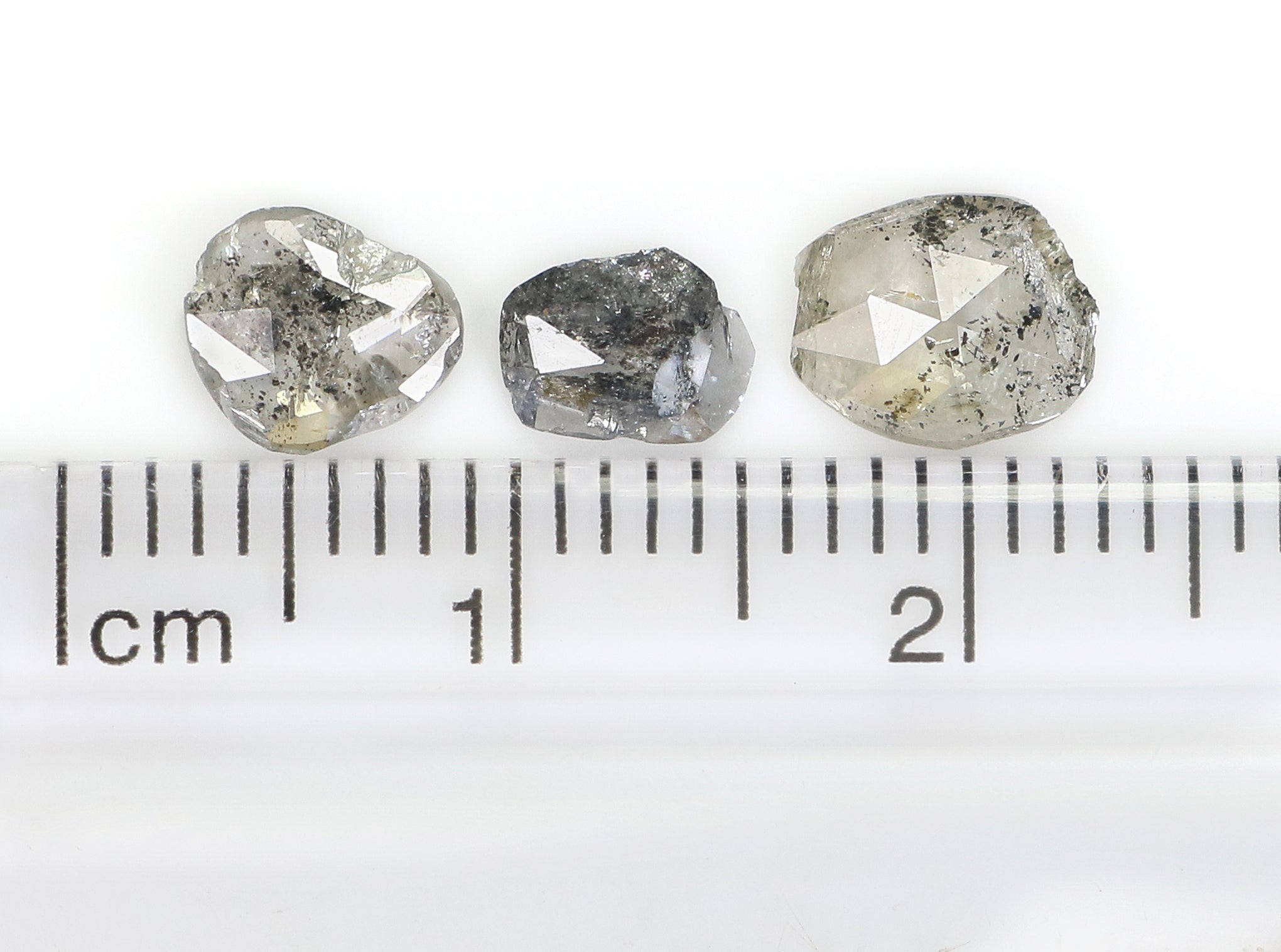 1.40 Ct Natural Loose Slice Shape Diamond Salt And Pepper Slice Cut Diamond 6.85 MM Natural Black Grey Diamond Irregular Cut Diamond L3455