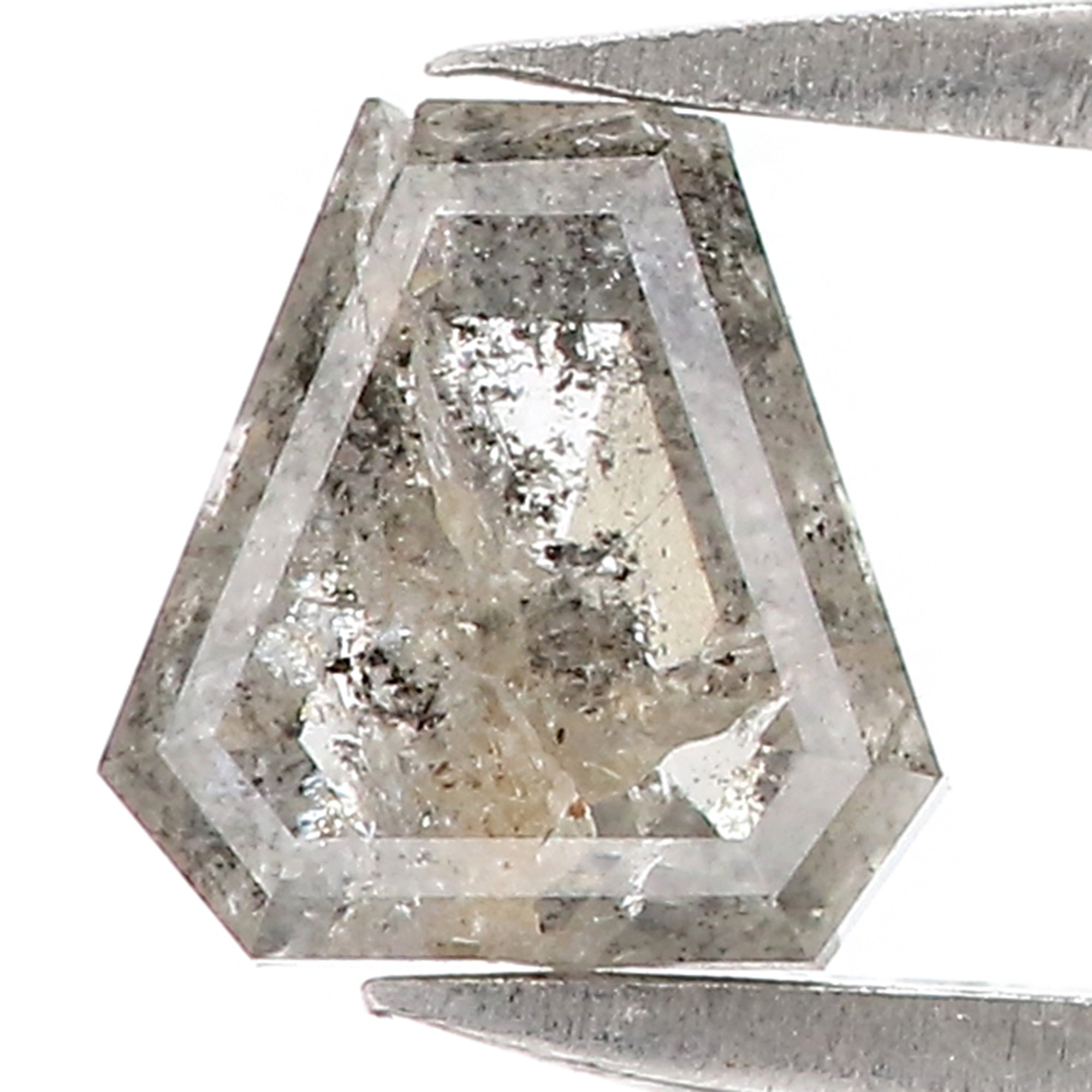 0.78 CT Natural Loose Coffin Shape Diamond Salt And Pepper Coffin Cut Diamond 5.70 MM Black Grey Color Coffin Shape Rose Cut Diamond QL8907