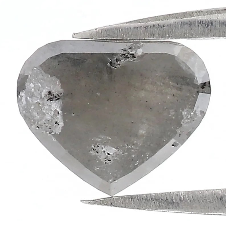 2.19 CT Natural Loose Heart Shape Diamond Grey Color Heart Cut Diamond 9.00 MM Natural Loose Diamond Heart Rose Cut Diamond QN9399
