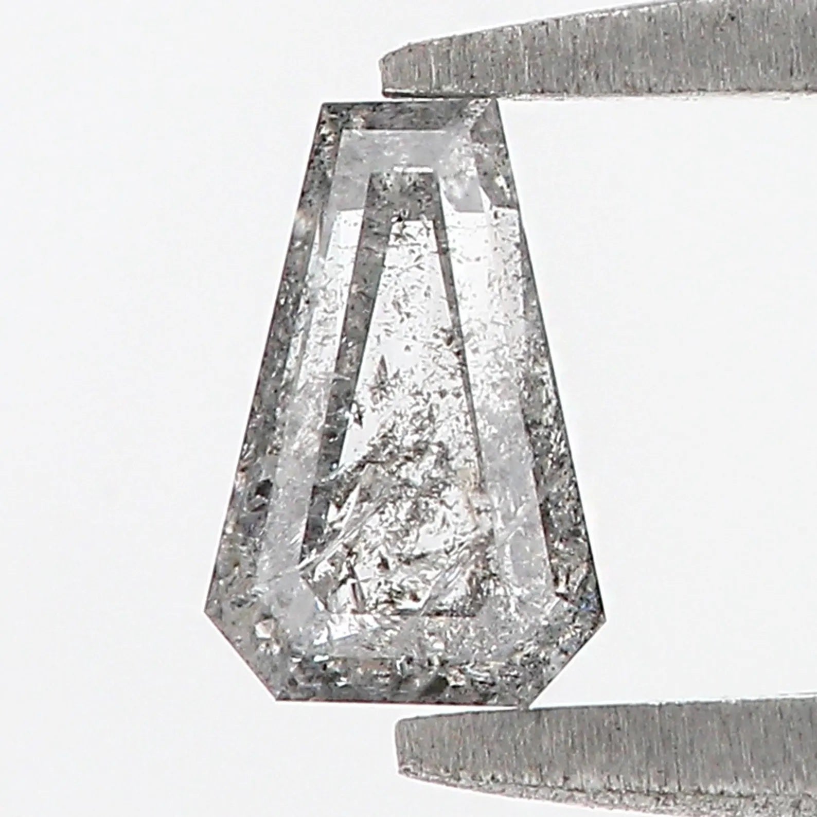 0.43 Ct Natural Loose Coffin Shape Diamond Salt Pepper Coffin Cut Diamond 5.90 MM Natural Black Grey Color Coffin Rose Cut Diamond QN914