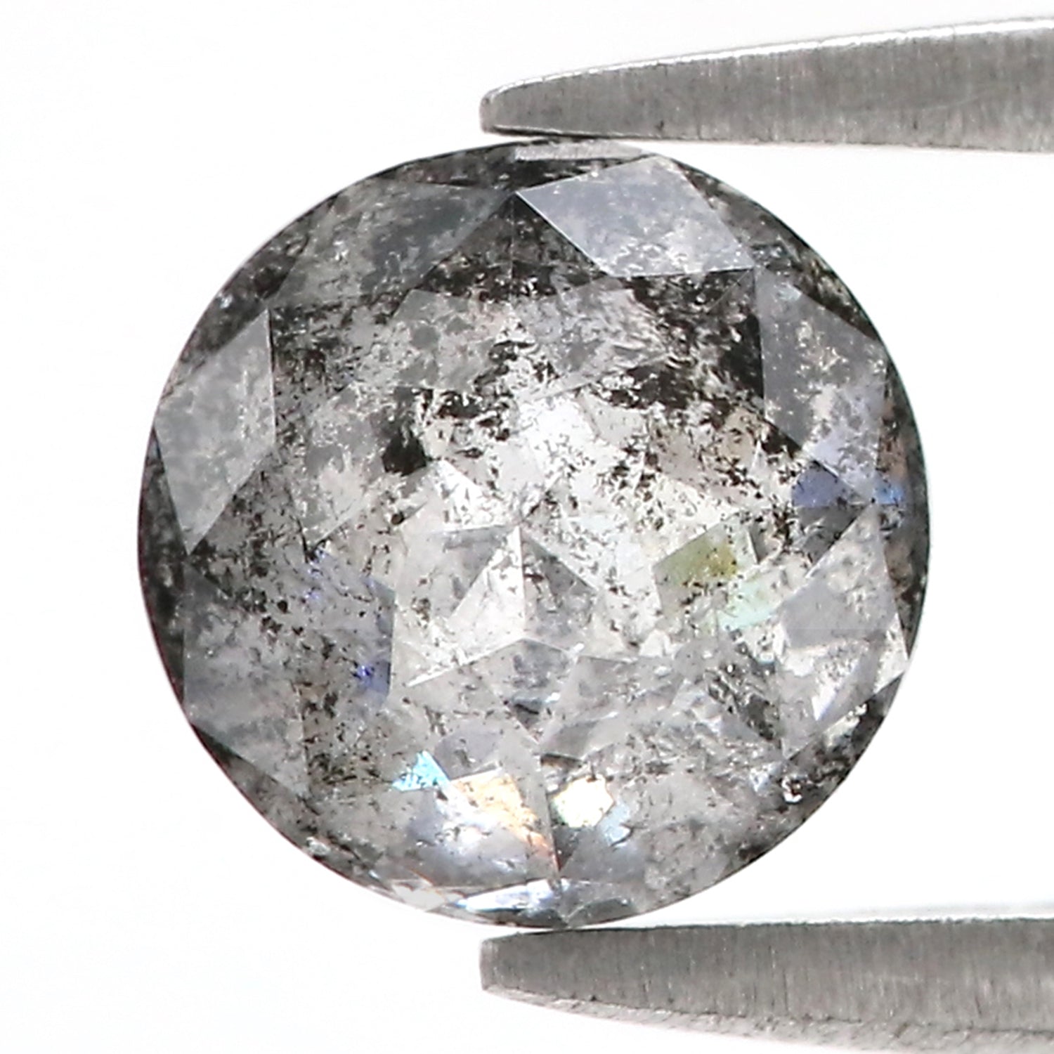 1.70 Ct Natural Loose Round Rose Cut Diamond Black Grey Color Rose Cut Diamond 7.30 MM Natural Loose Salt And Pepper Rose Cut Diamond QL882
