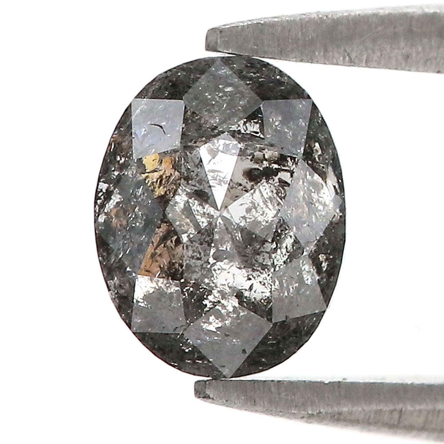 0.91 Ct Natural Loose Oval Shape Diamond Black Grey Color Diamond 6.60 MM Natural Loose Diamond Salt and Pepper Oval Shape Diamond QL665