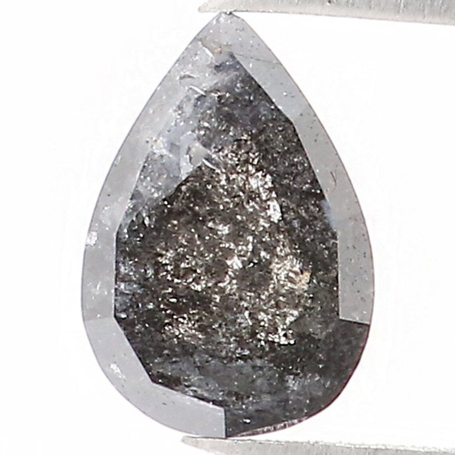 0.31 CT Natural Loose Pear Shape Diamond Salt And Pepper Diamond 5.60 MM Natural Loose Black Grey Color Pear Rose Cut Diamond NQ1546