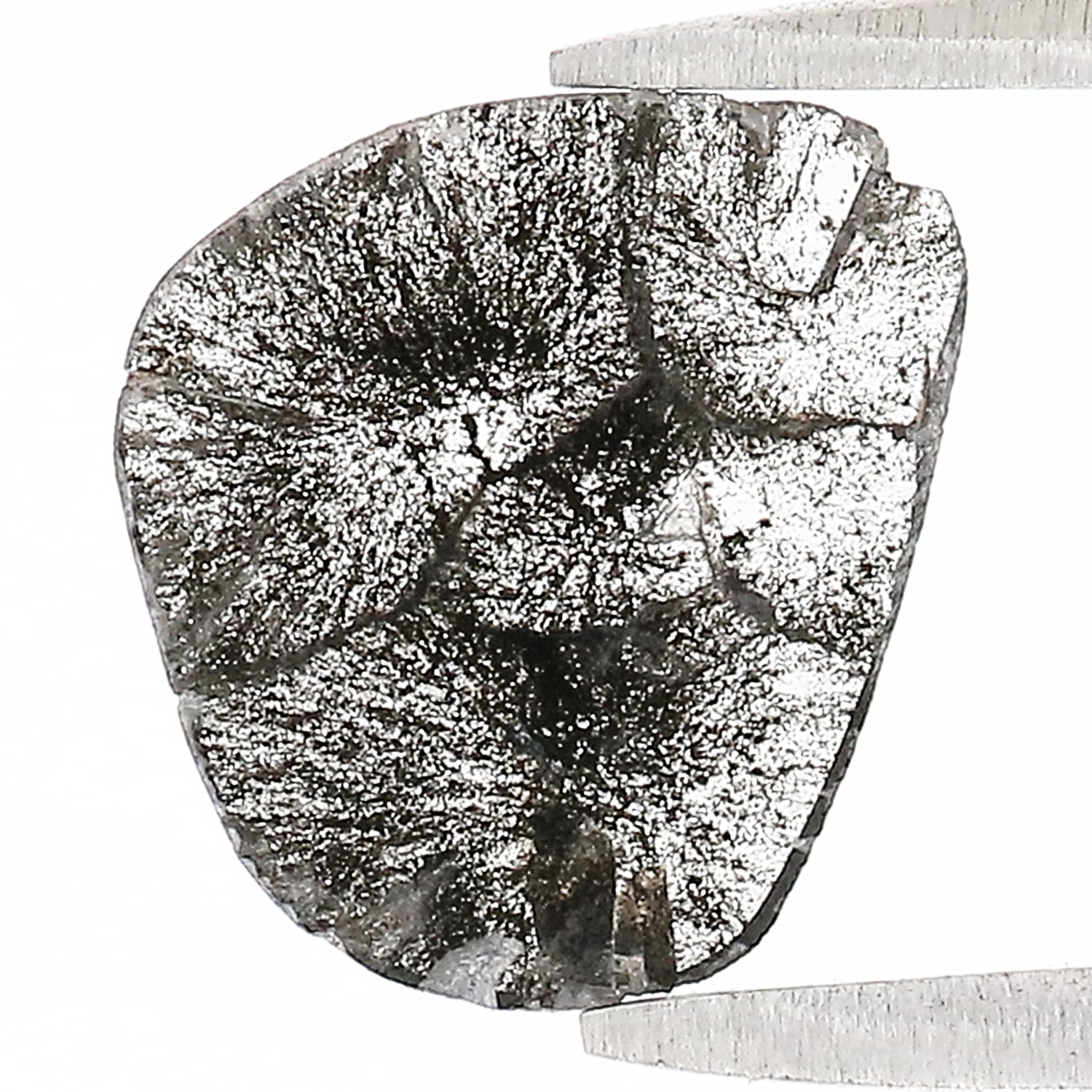 0.90 CT Natural Loose Slice Shape Diamond Salt And Pepper Slice Uncut Diamond 10.20 MM Natural Black Grey Slice Irregular Cut Diamond L3478