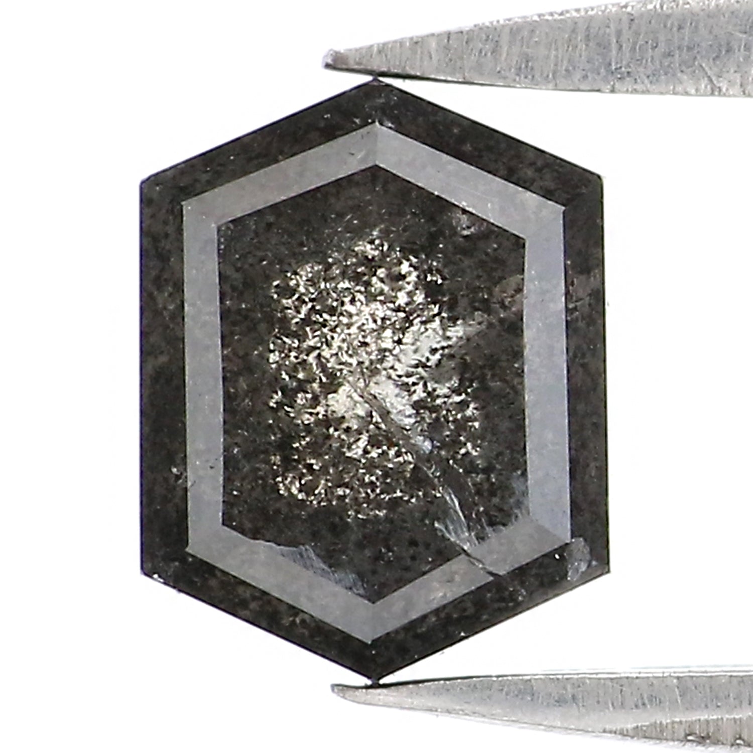 1.21 CT Natural Loose Hexagon Cut Diamond Salt And Pepper Hexagon Diamond 6.70 MM Natural Loose Black Grey Color Hexagon Cut Diamond LQ2976