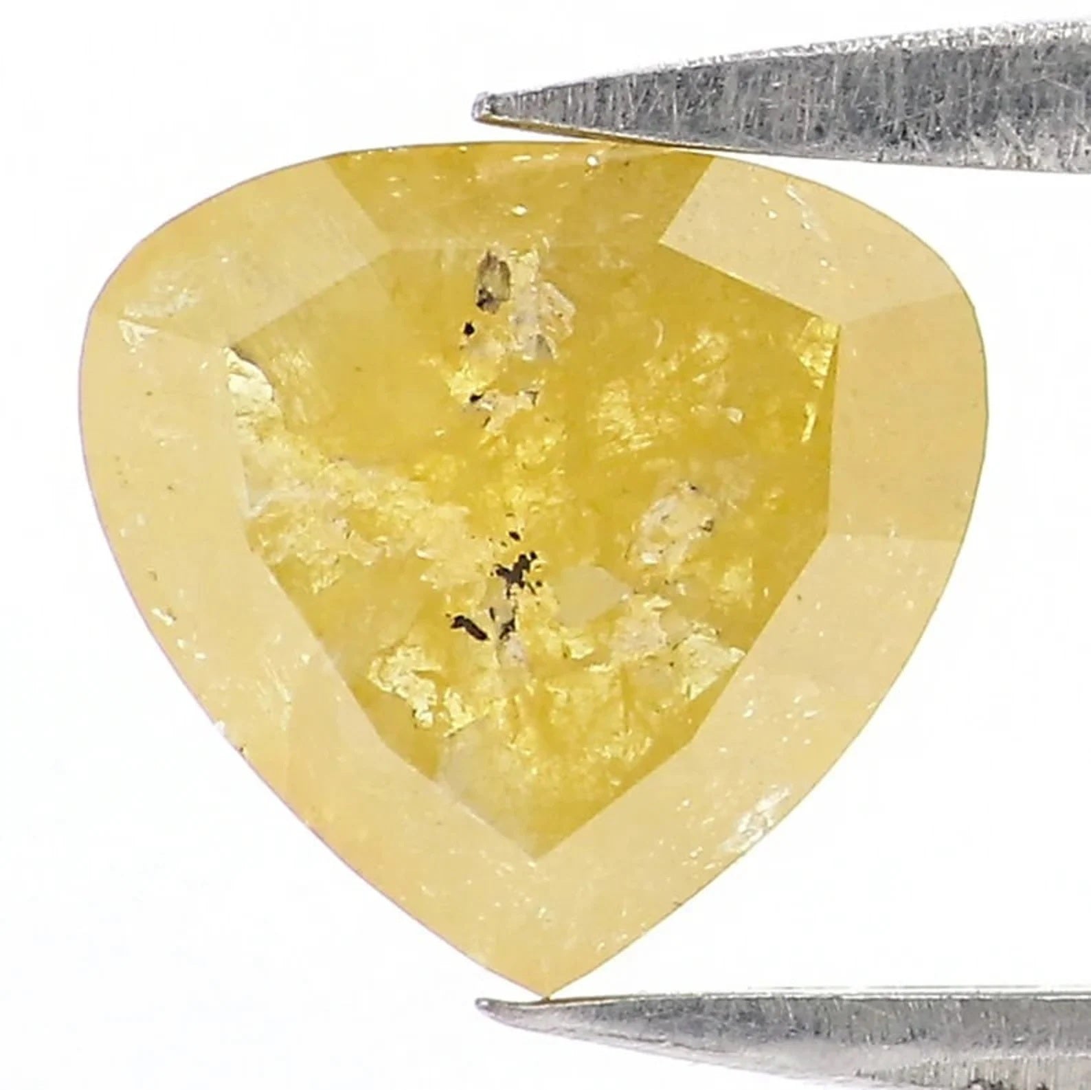 0.90 Ct Natural Loose Heart Shape Diamond Yellow Color Heart Cut Diamond 6.75 MM Natural Diamond Yellow Color Heart Rose Cut Diamond NQ2372
