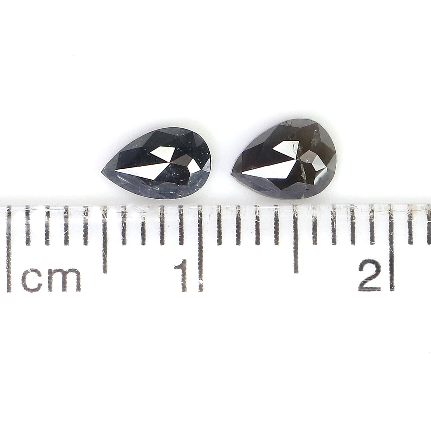 0.73 CT Natural Loose Pear Cut Pair Diamond Salt And Pepper Pear Shape Diamond 5.65 MM Natural Black Grey Color Pear Rose Cut Diamond KQ2386