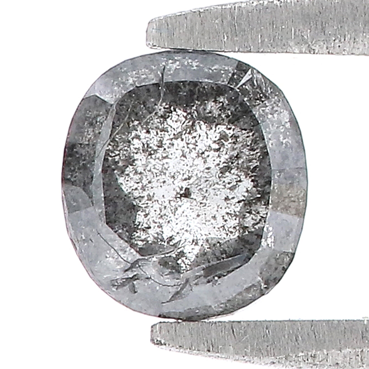 0.57 CT Natural Loose Oval Shape Diamond Salt And Pepper Oval Rose Cut Diamond 4.95 MM Natural Black Grey Color Oval Rose Cut Diamond QL9012