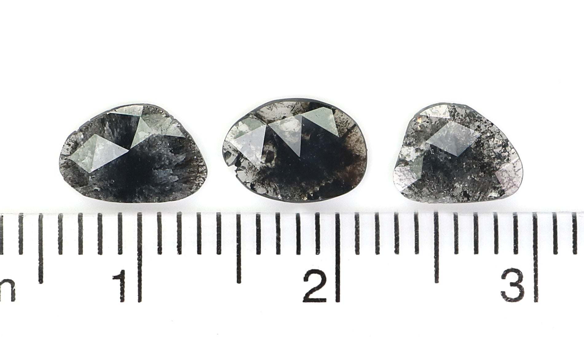 1.04 CT Natural Loose Slice Shape Diamond Salt And Pepper Slice Uncut Diamond 7.55 MM Natural Black Grey Diamond Irregular Cut Diamond L3544