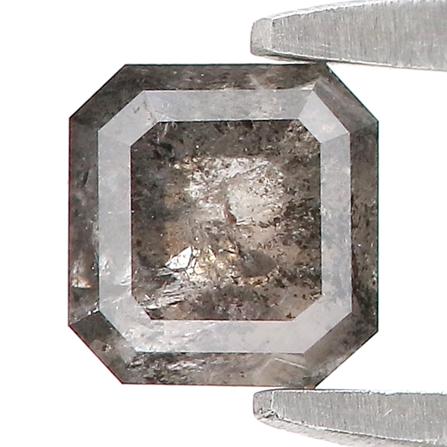 0.64 CT Natural Loose Emerald Shape Diamond Salt And Pepper Emerald Diamond 4.40 MM Natural Black Grey Color Emerald Rose Cut Diamond LQ5078