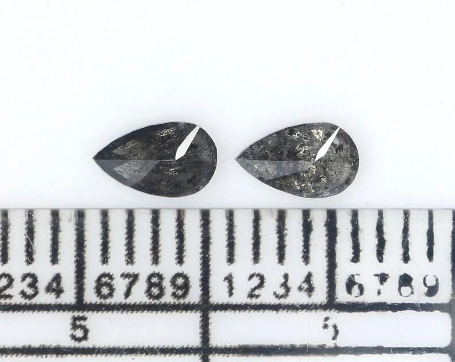 0.43 CT Natural Loose Pear Cut Pair Diamond Salt And Pepper Pear Diamond 5.05 MM Natural Black Grey Color Pear Brilliant Cut Diamond NQ2296