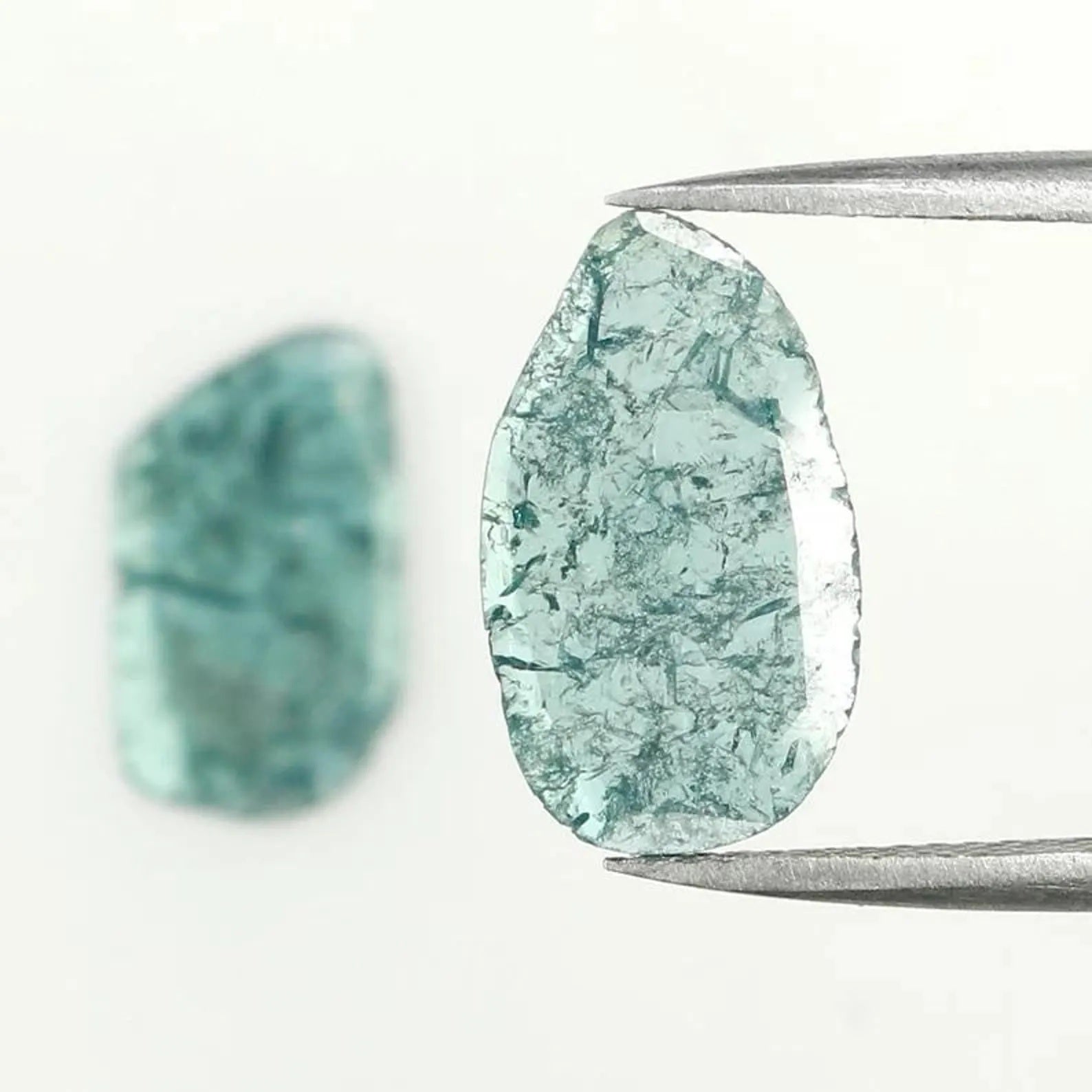 1.45 Ct Natural Loose Slice Shape Diamond Blue Color Slice Diamond 12.70 MM Natural Loose Diamond Blue Color Irregular Cut Diamond NQ1279