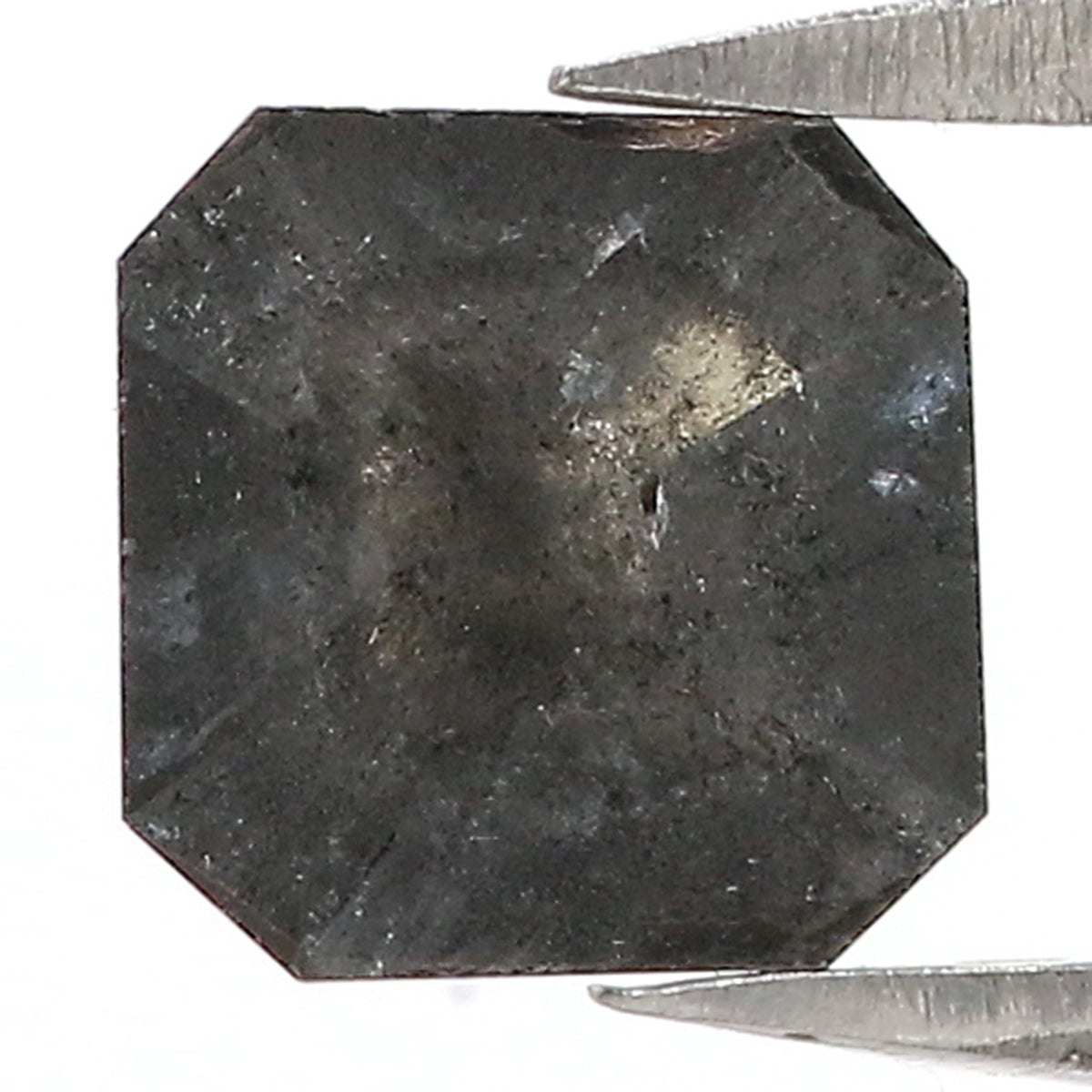 1.33 CT Natural Loose Asscher Shape Diamond Salt And Pepper Asscher Shape Diamond 6.90 MM Black Grey Color Asscher Rose Cut Diamond LQ3029