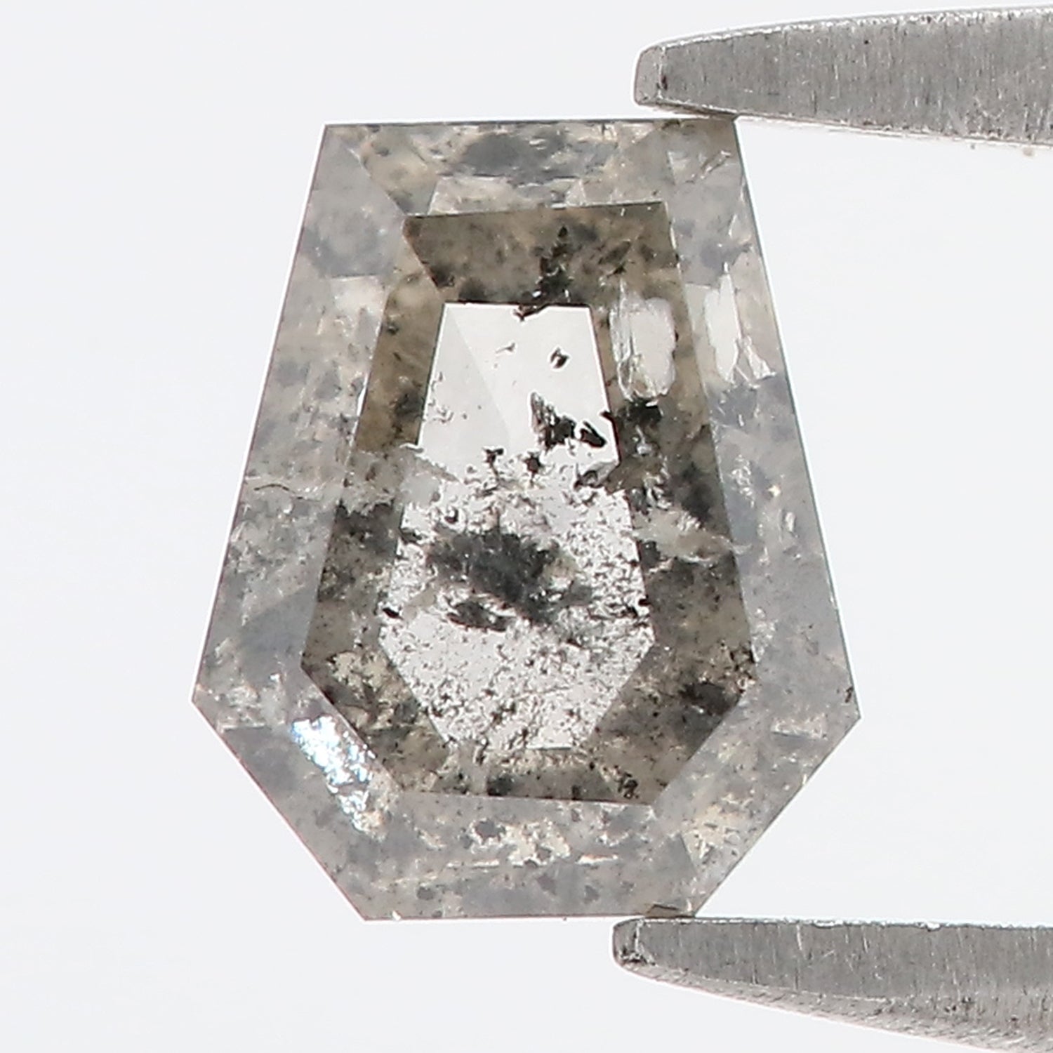 1.11 CT Natural Loose Coffin Shape Diamond Salt And Pepper Coffin Cut Diamond 6.80 MM Black Grey Color Coffin Shape Rose Cut Diamond QK2178