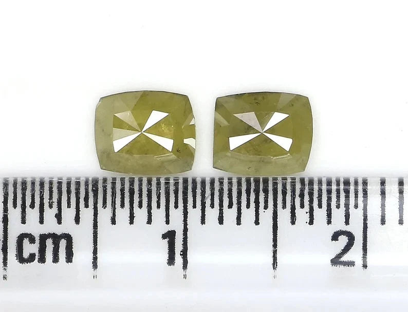 0.99 Ct Natural Loose Cushion Shape Pair Diamond Yellow Color Cushion Diamond 5.75 MM Natural Yellow Color Cushion Rose Cut Diamond NQ2469