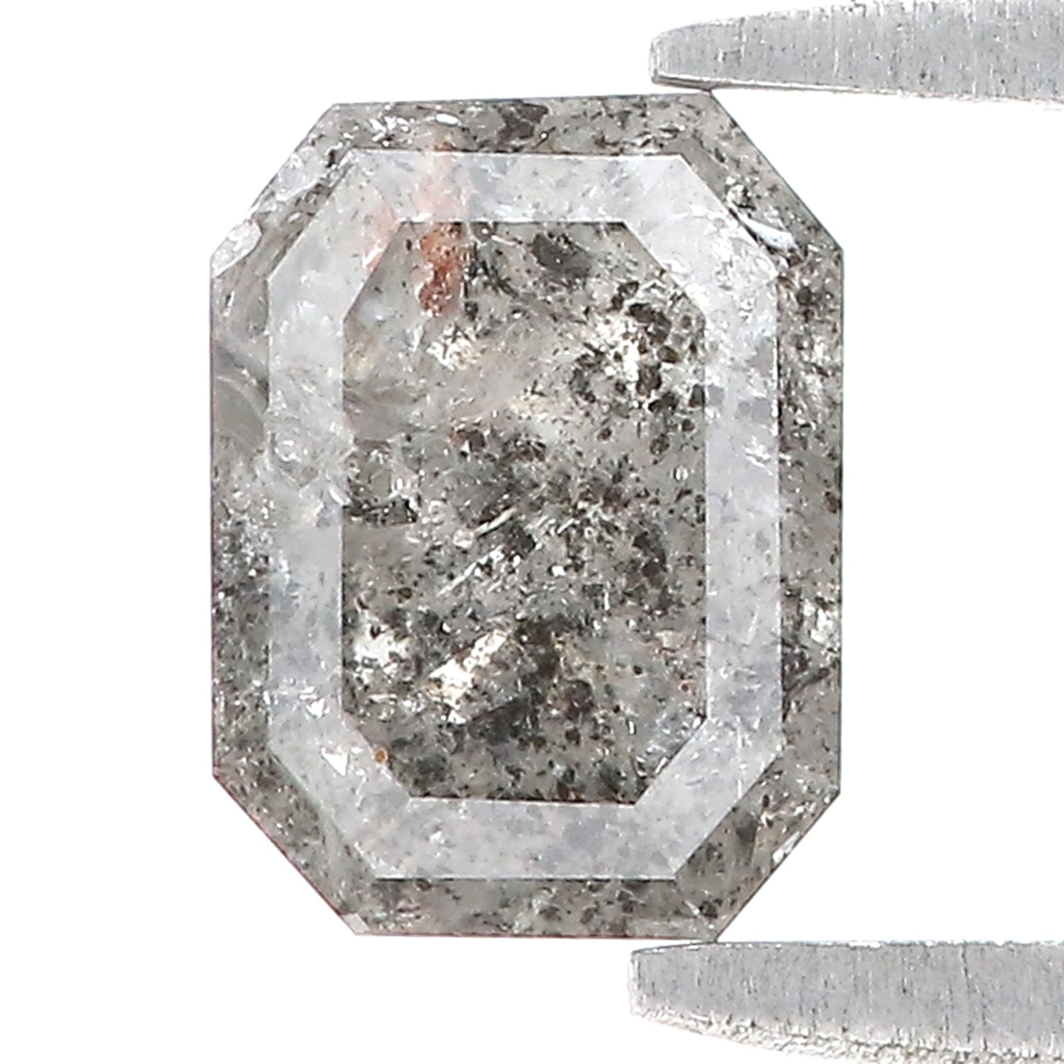 0.95 CT Natural Loose Emerald Shape Diamond Salt And Pepper Emerald Shape Diamond 6.65 MM Black Grey Color Emerald Rose Cut Diamond LQ2017