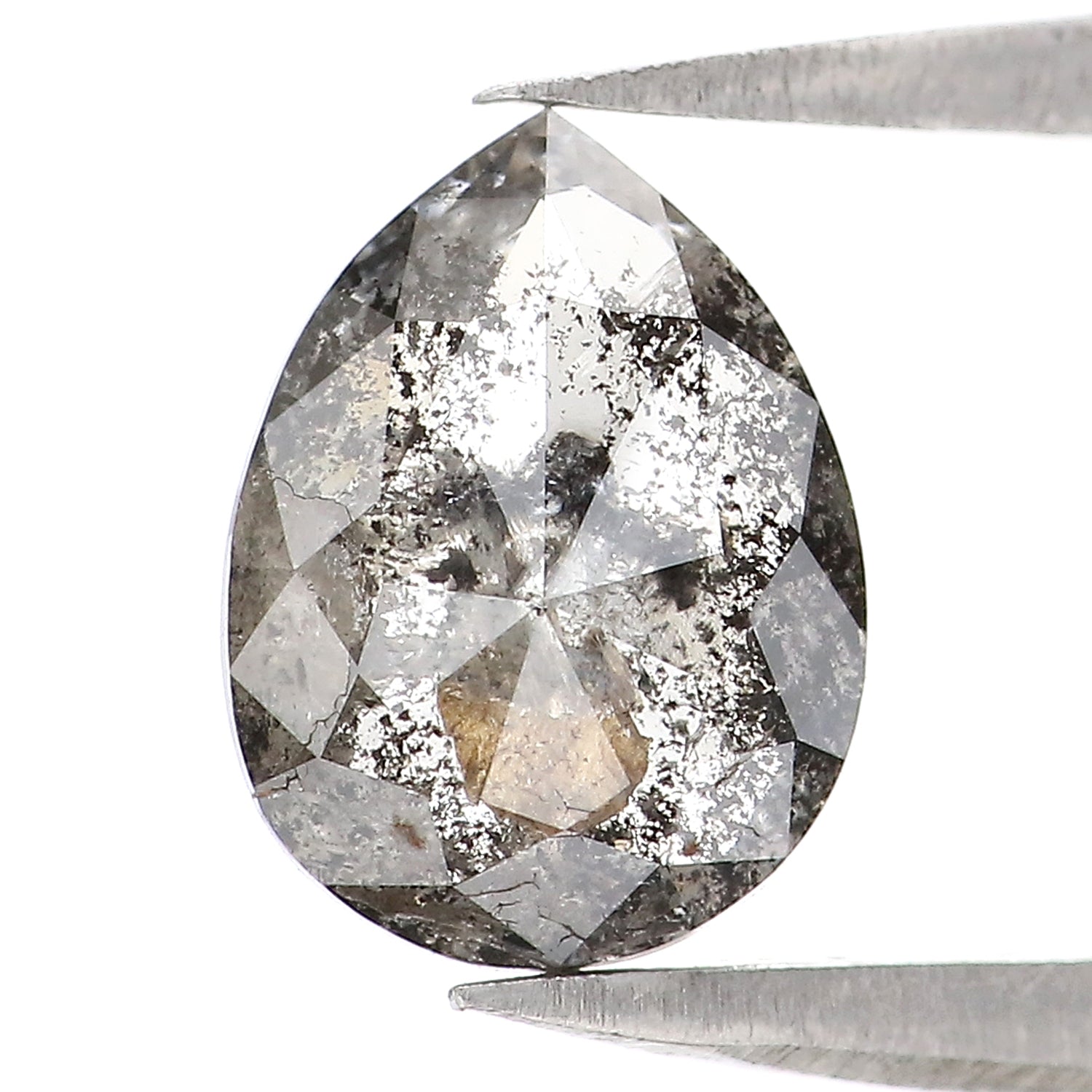 1.09 CT Natural Loose Pear Diamond Salt And Pepper Pear Diamond Natural Loose Diamond 8.00 MM Pear Rose Cut Diamond Pear Cut Diamond LQ3005