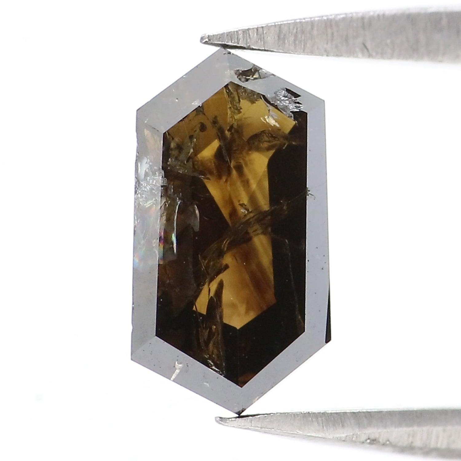 1.05 CT Natural Loose Hexagon Shape Diamond Brown Color Hexagon Diamond 8.70 MM Natural Loose Brown Color Hexagon Rose Cut Diamond KQ1486