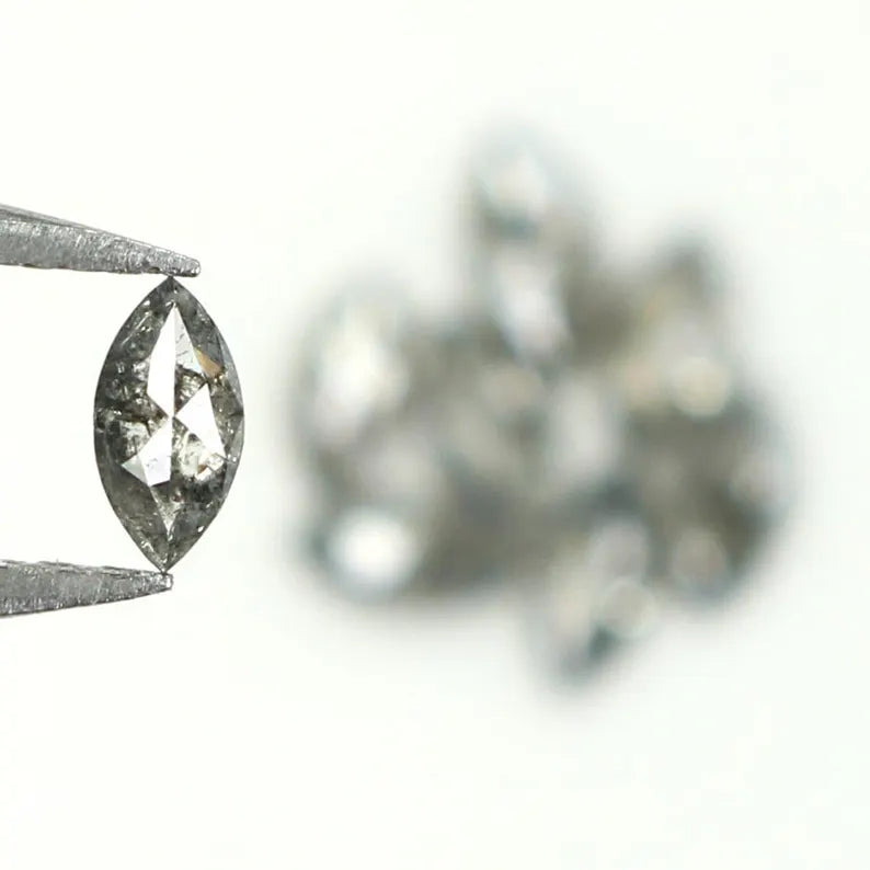 0.69 CT Natural Loose Marquise Shape Diamond Salt And Pepper Marquise Cut Diamond 4.10 MM Black Grey Color Marquise Rose Cut Diamond QN1600