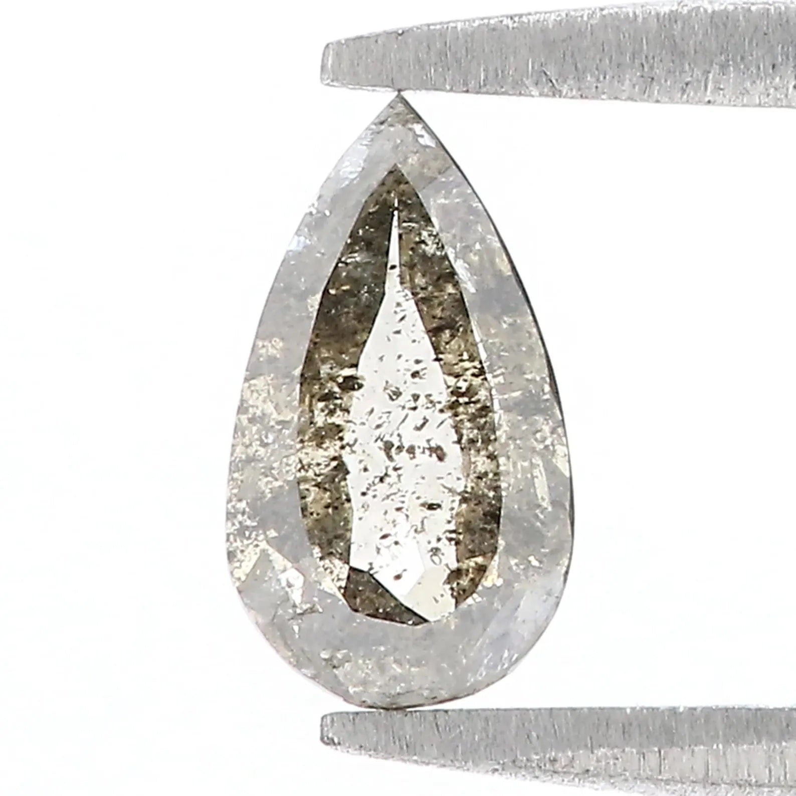 0.59 CT Natural Loose Pear Shape Diamond Salt And Pepper Pear Diamond 7.85 MM Natural Diamond Black Grey Color Pear Rose Cut Diamond QN138