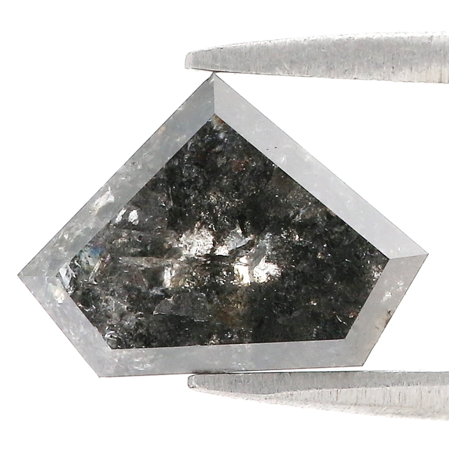 3.47 CT Natural Loose Shield Diamond Black Grey Color Diamond 8.75 MM Natural Loose Diamond Salt And Pepper Shield Rose Cut Diamond QL962