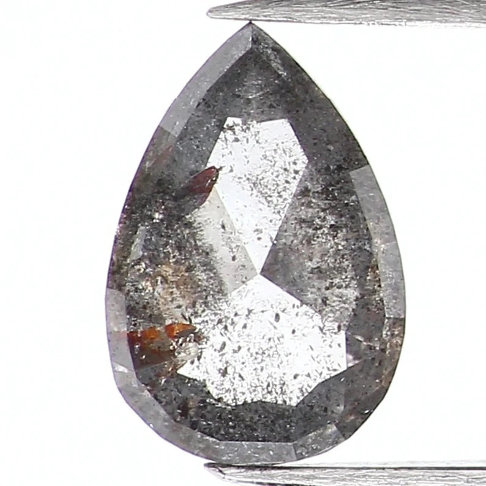 0.29 Ct Natural Loose Pear Shape Diamond Salt And Pepper Pear Cut Diamond 5.60 MM Natural Black Grey Color Pear Rose Cut Diamond NQ1050