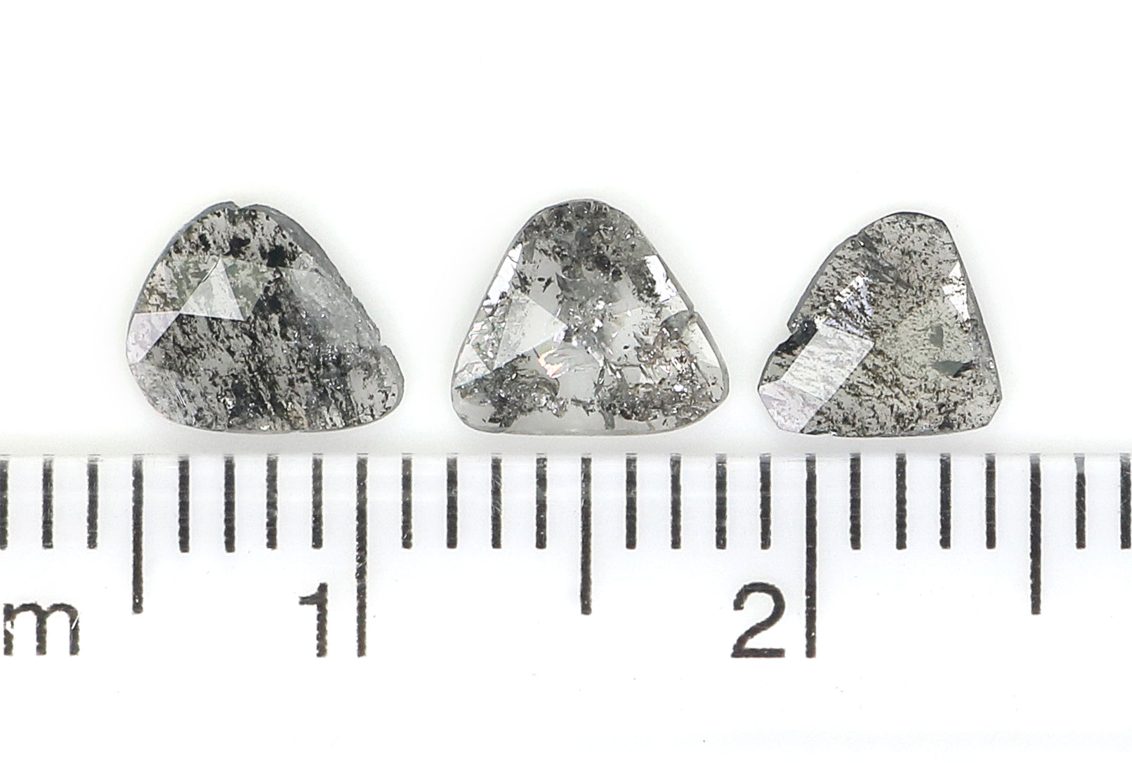 0.82 CT Natural Loose Slice Shape Diamond Salt And Pepper Slice Uncut Diamond 6.30 MM Natural Black Grey Color Slice Rose Cut Diamond N2629