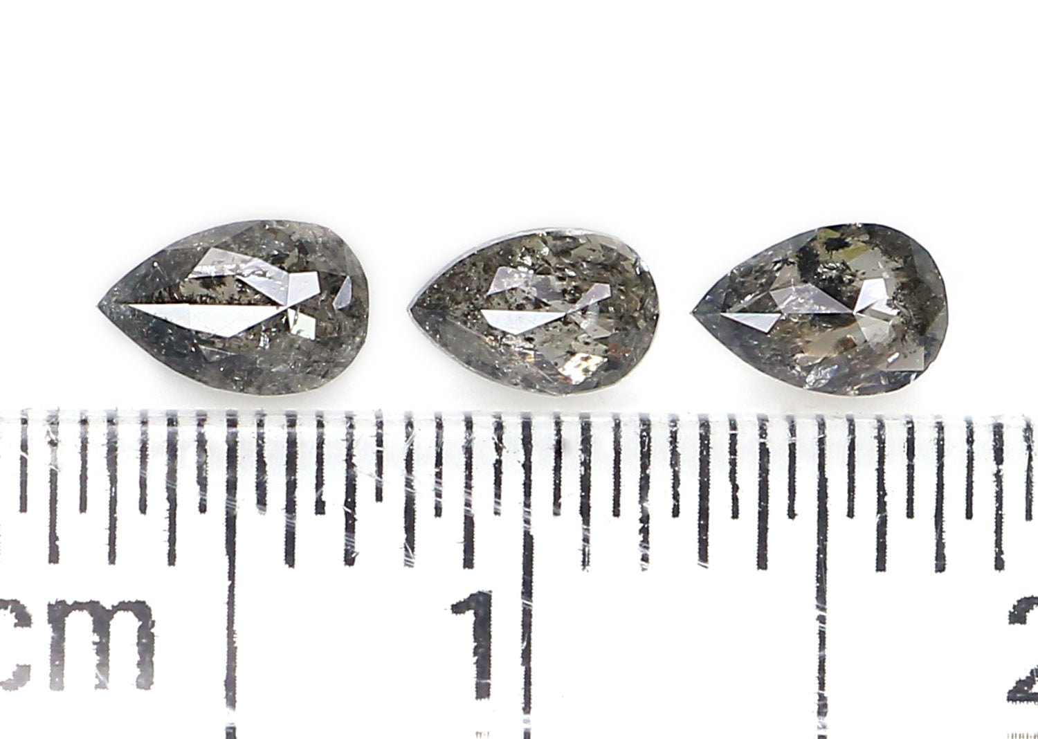 0.48 CT Natural Loose Pear Shape Diamond Salt And Pepper Pear Diamond 4.40 MM Natural Loose Black Grey Color Pear Rose Cut Diamond LQ2896