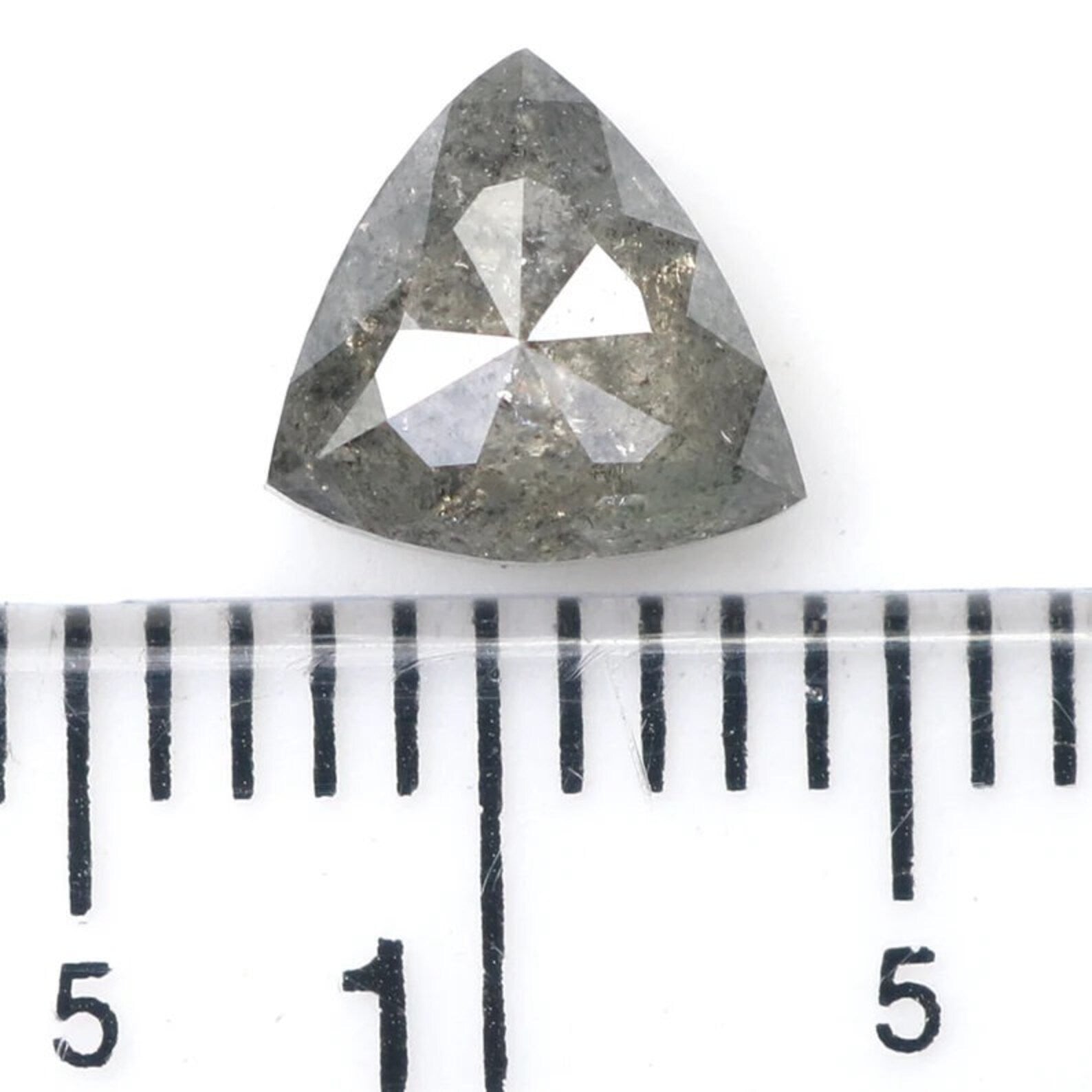 1.03 CT Natural Loose Triangle Diamond Salt And Pepper Triangle Diamond 6.40 MM Natural Black Gray Color Triangle Rose Cut Diamond QN9302