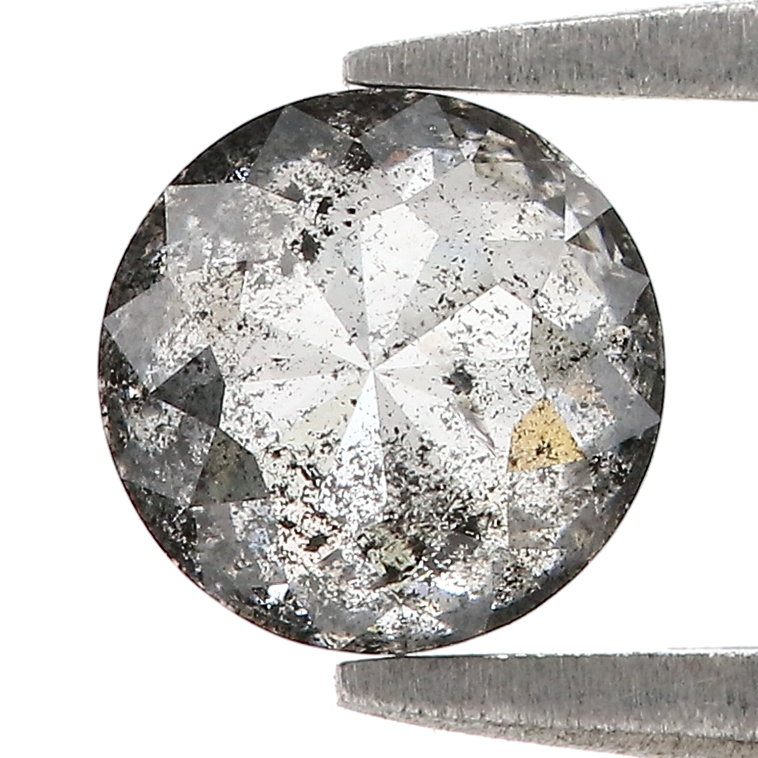 1.20 Ct Natural Loose Round Rose Cut Diamond Salt And Pepper Round Shape Diamond 6.50 MM Natural Black Grey Color Rose Cut Diamond L3613