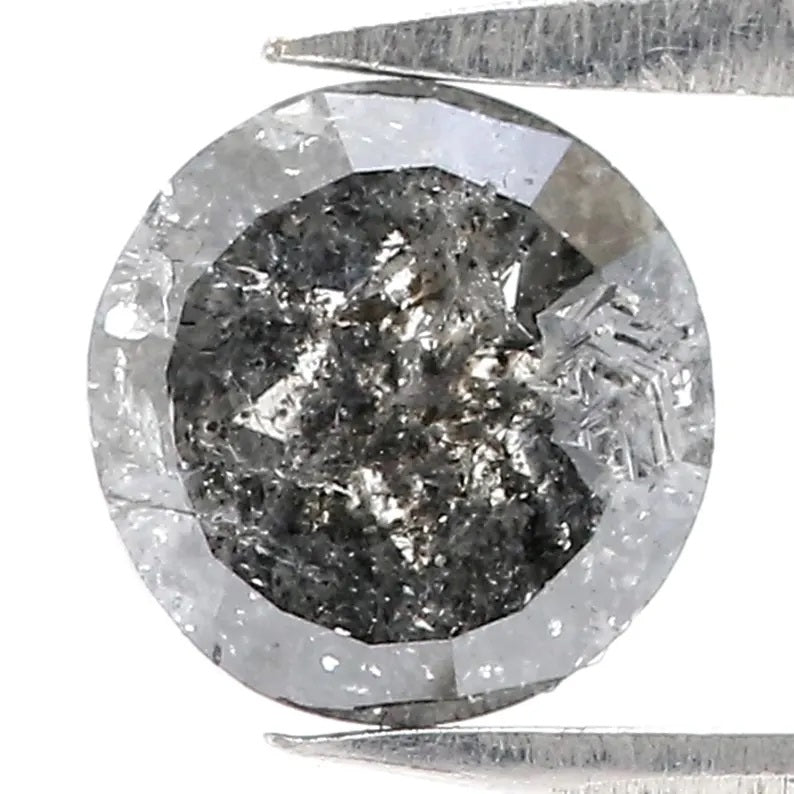 0.97 CT Natural Loose Round Cut Diamond Salt And Pepper Round Diamond 6.70 MM Natural Diamond Black Grey Color Round Rose Cut Diamond QN1131