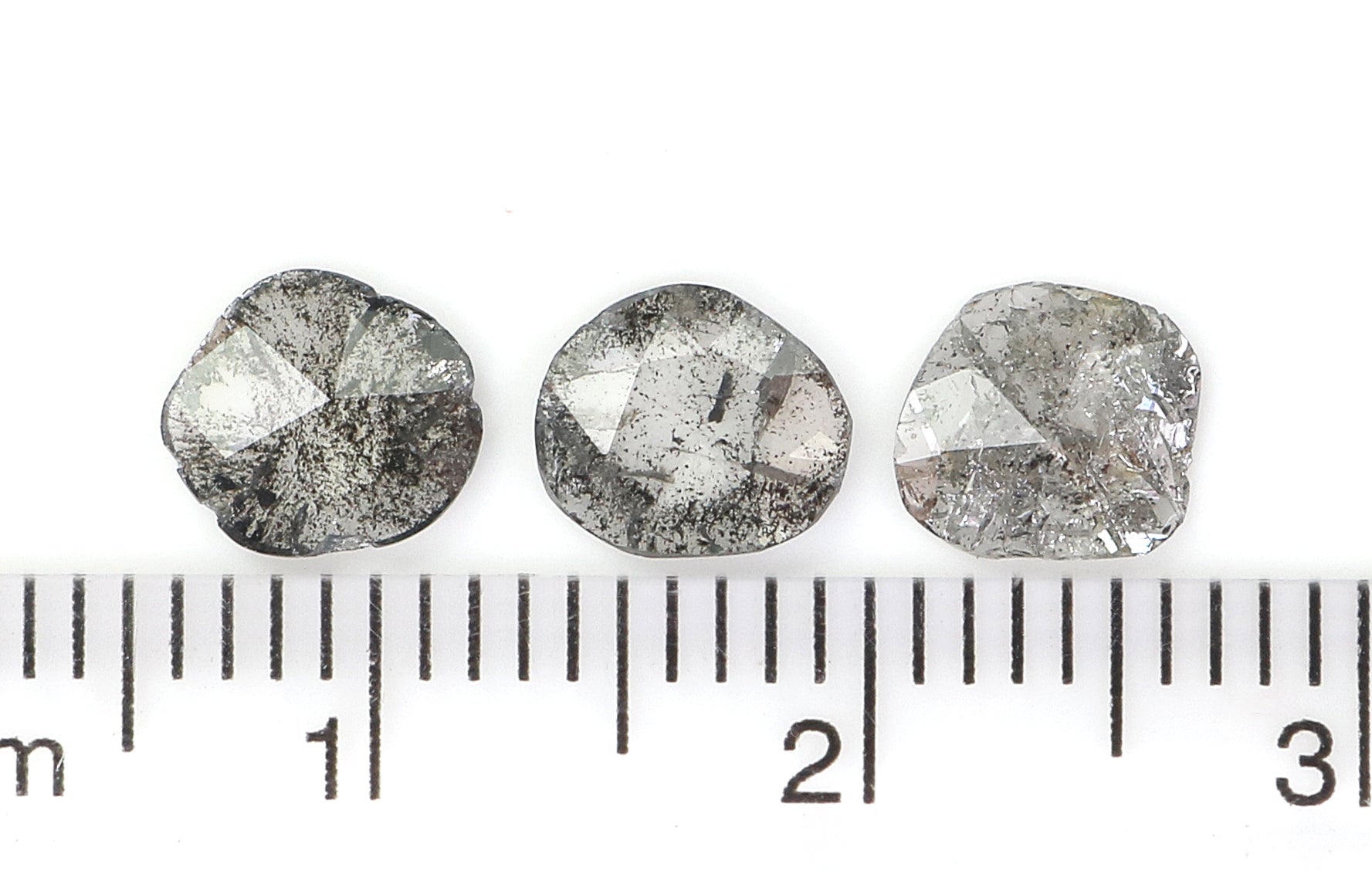 0.99 CT Natural Loose Slice Shape Diamond Salt And Pepper Slice Uncut Diamond 6.65 MM Natural Black Grey Diamond Irregular Cut Diamond L3561